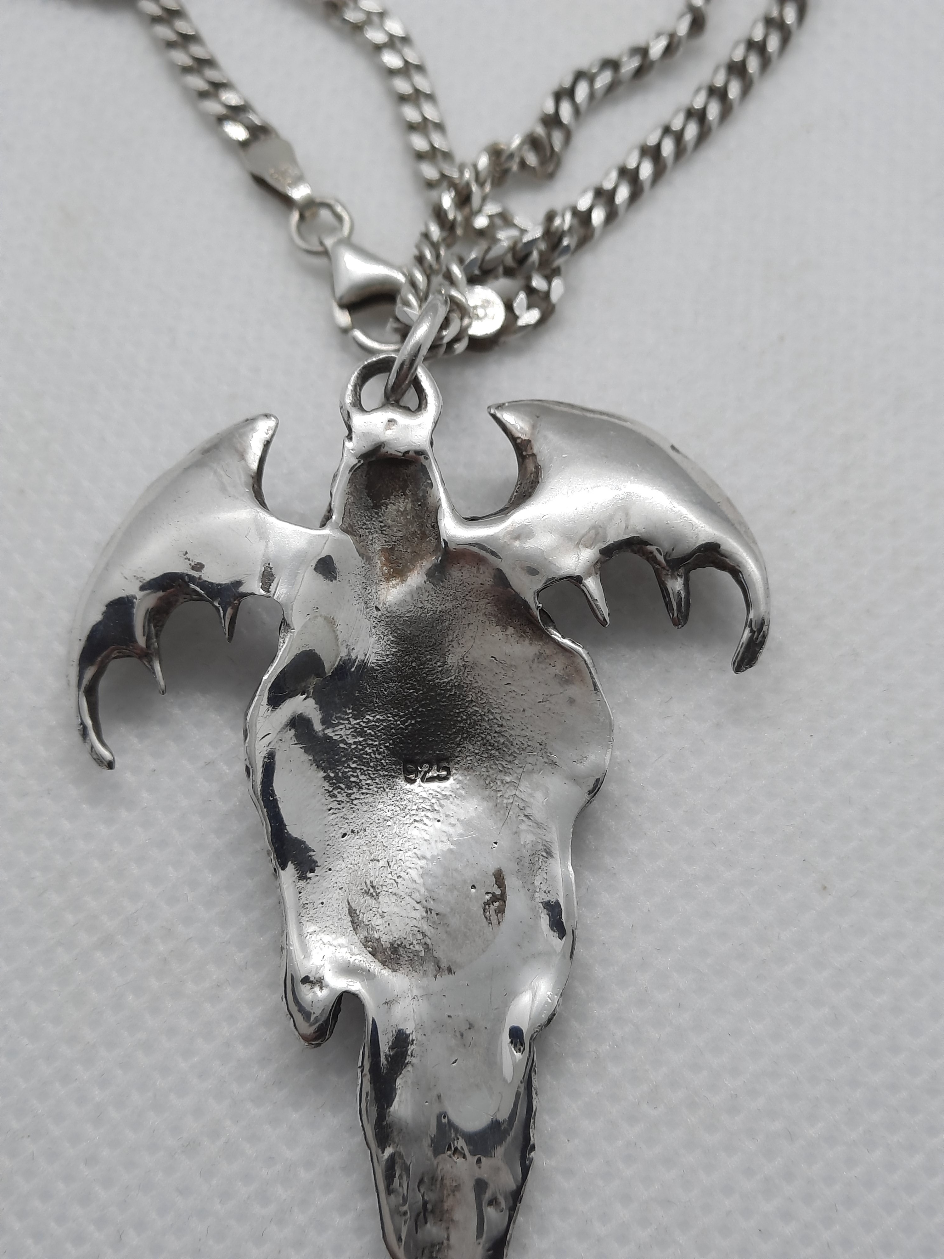 Stunning Sterling Silver Large Angel of Death Pendant and Chain