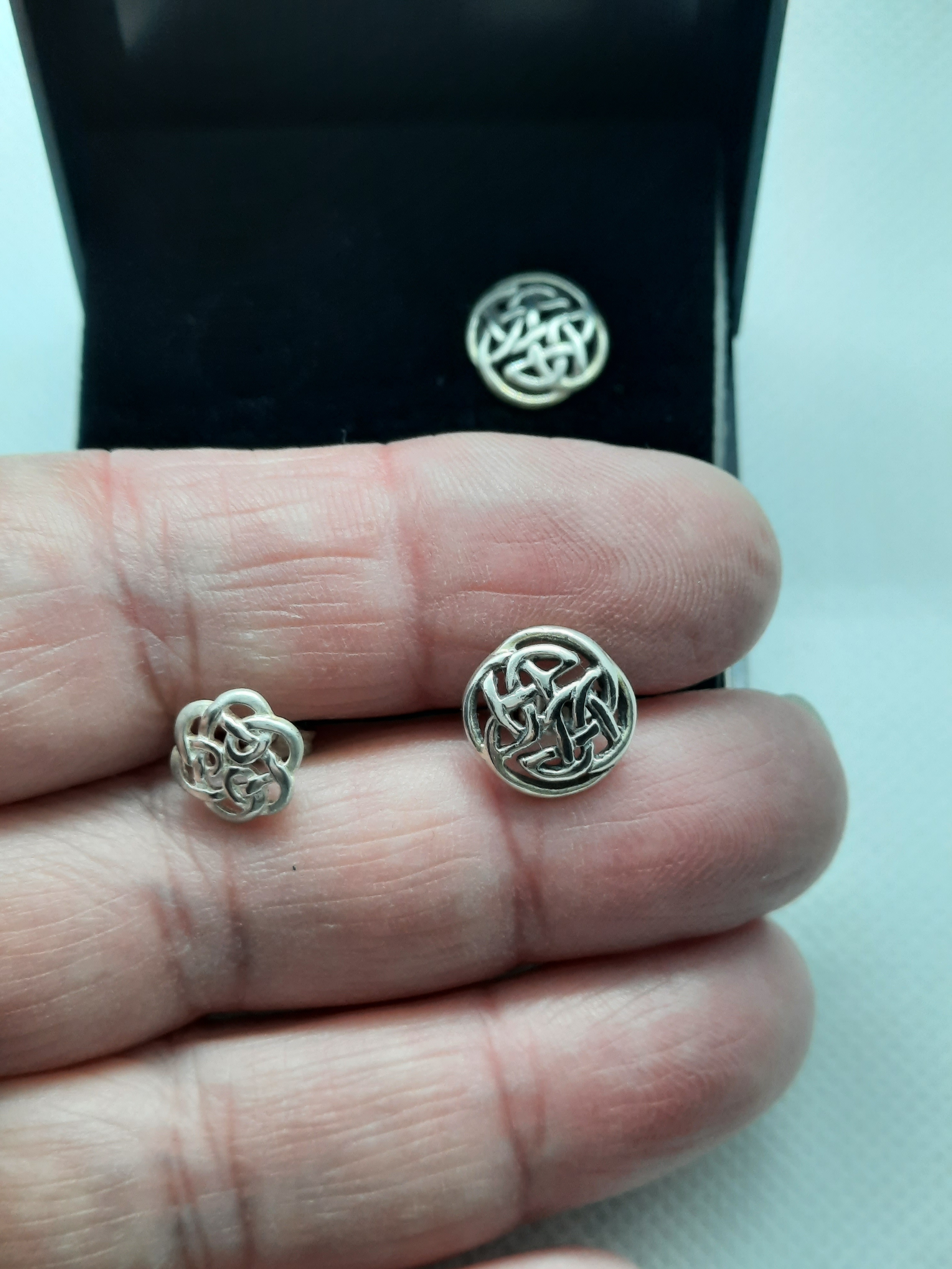 Two Pairs of Sterling Silver Celtic Knot Ear Studs