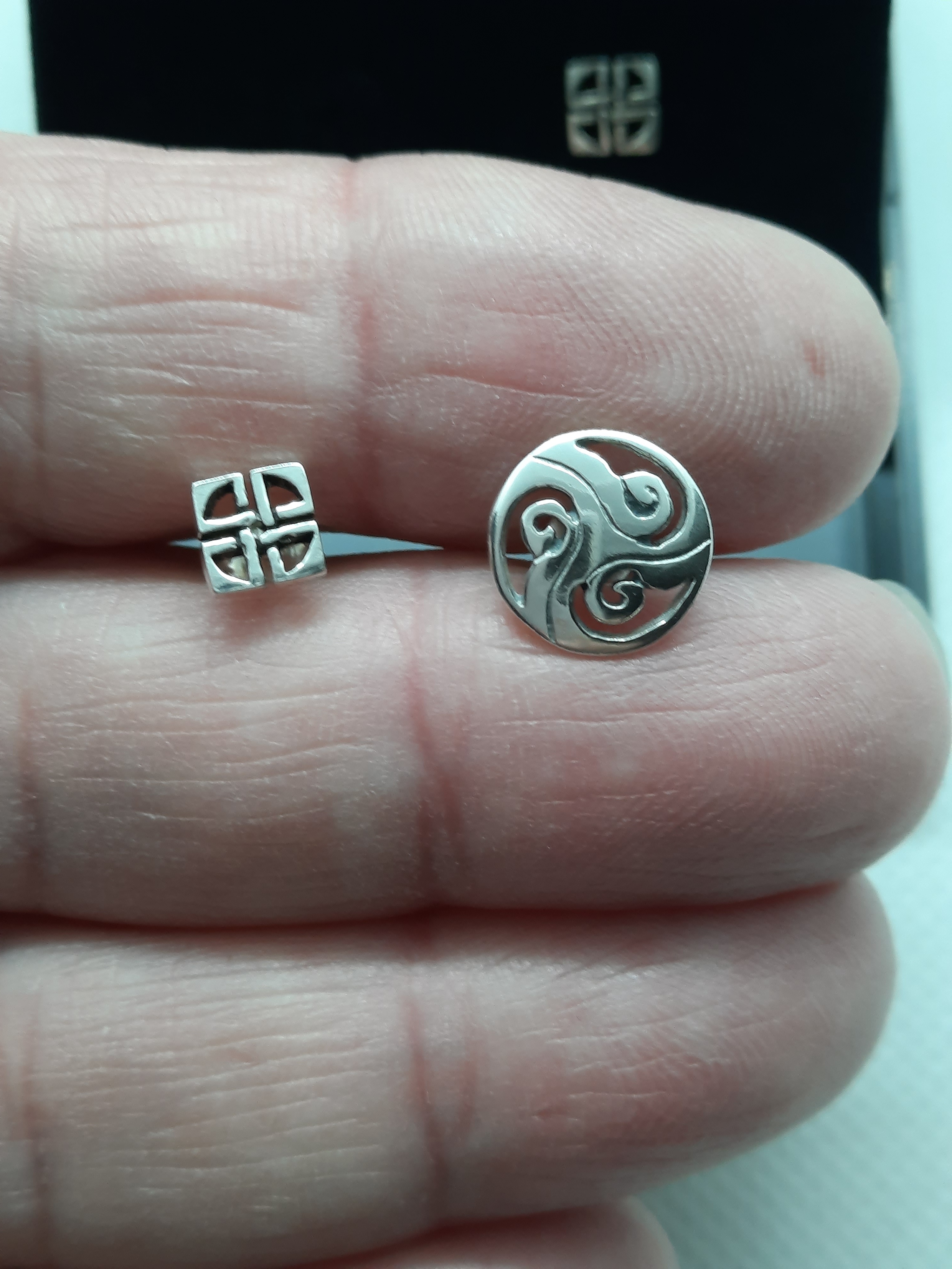 Two Pairs of Sterling Silver Celtic Design Ear Studs