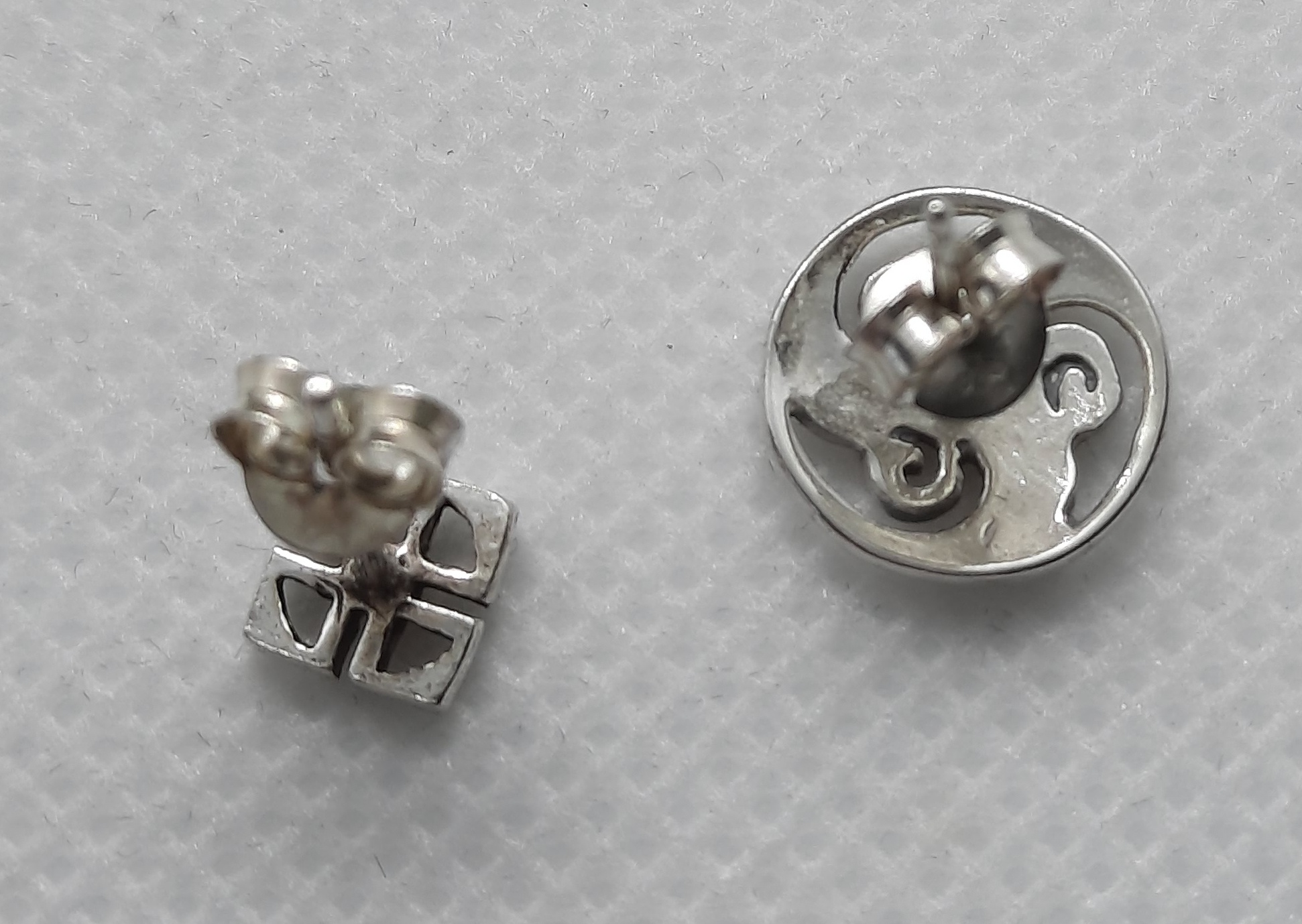 Two Pairs of Sterling Silver Celtic Design Ear Studs