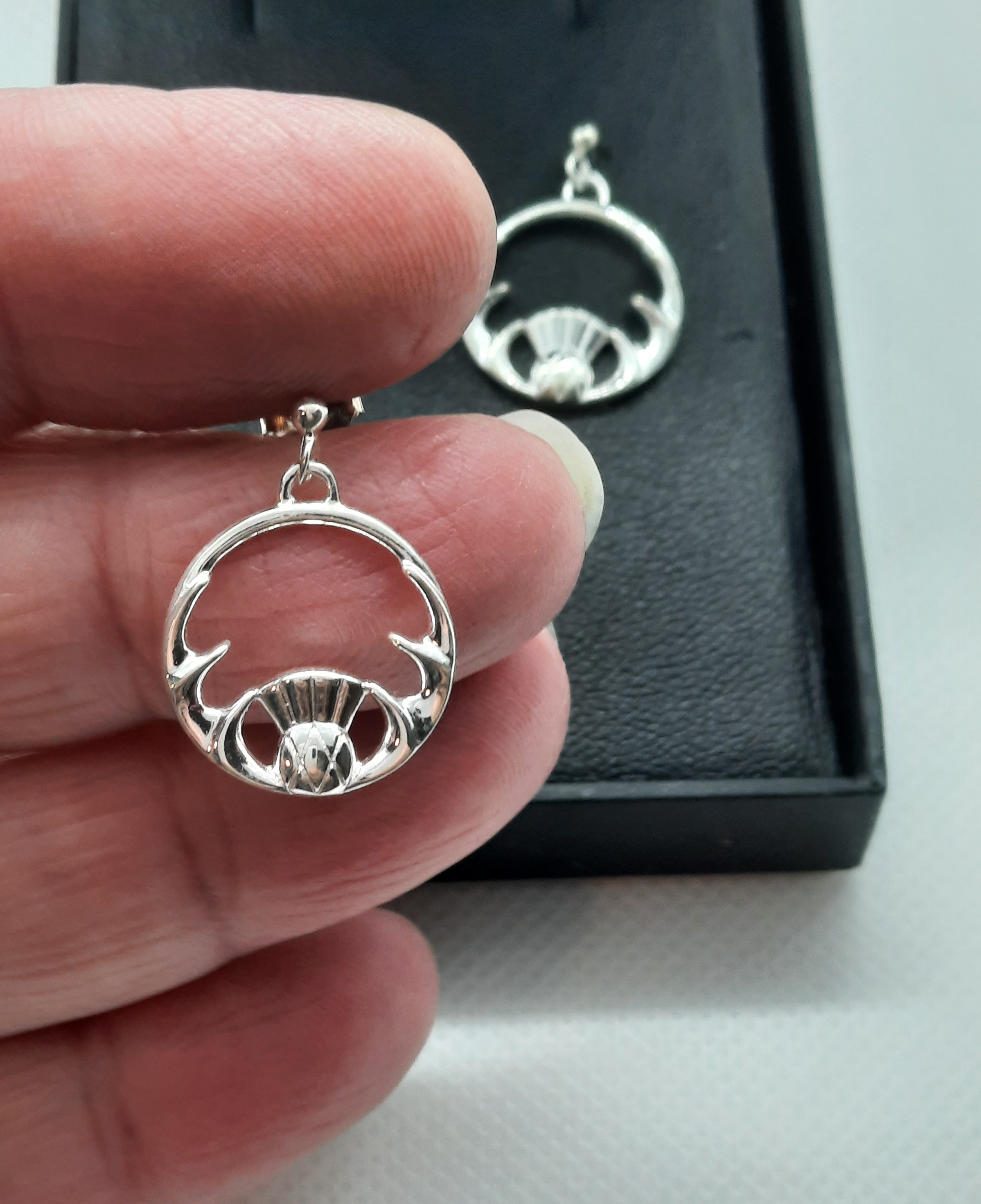 Stylish Sterling Silver ORTAK Thistle Earrings in Original Box