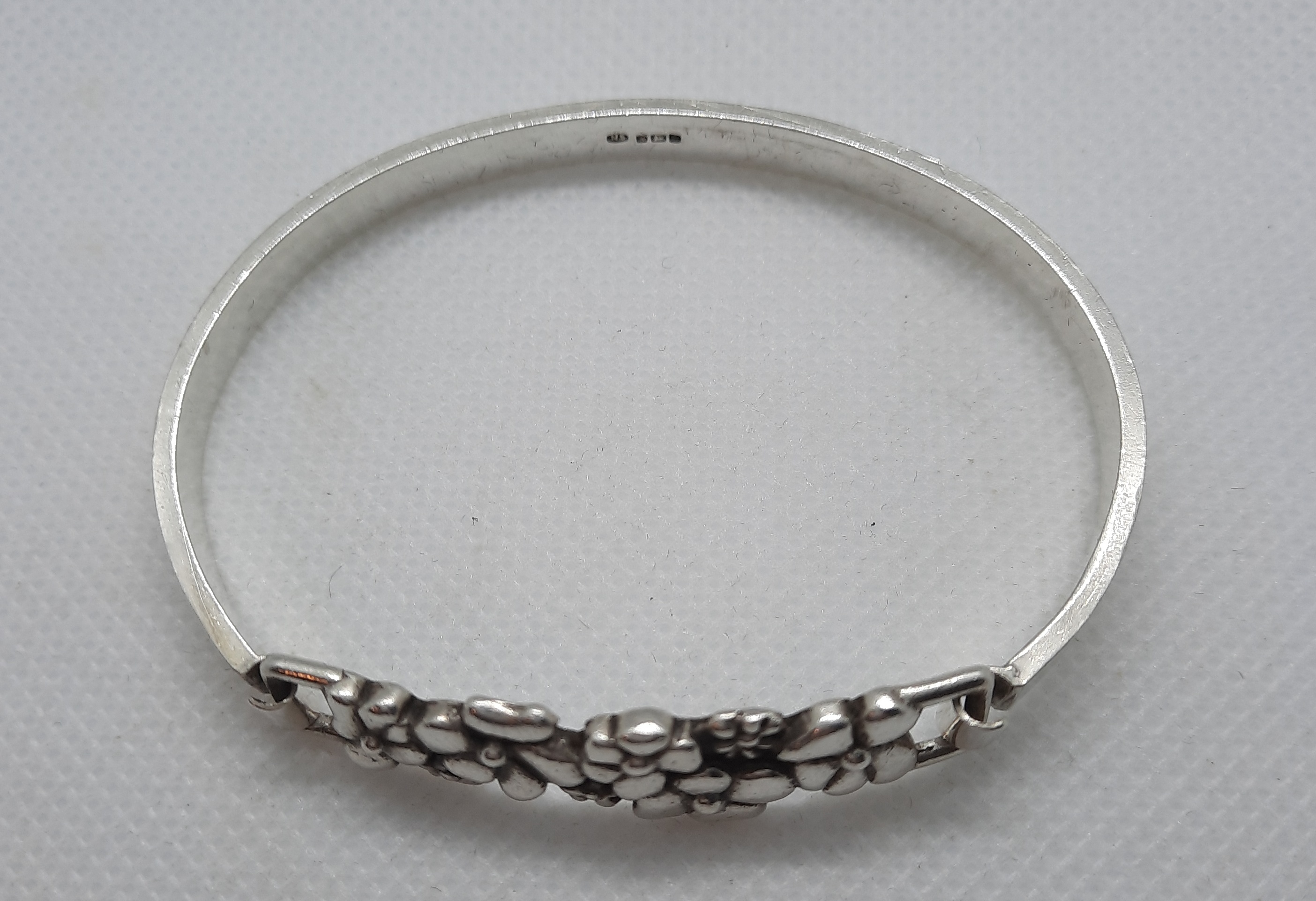 Sterling Silver Bangle with Floral Design - Sheffield 1979