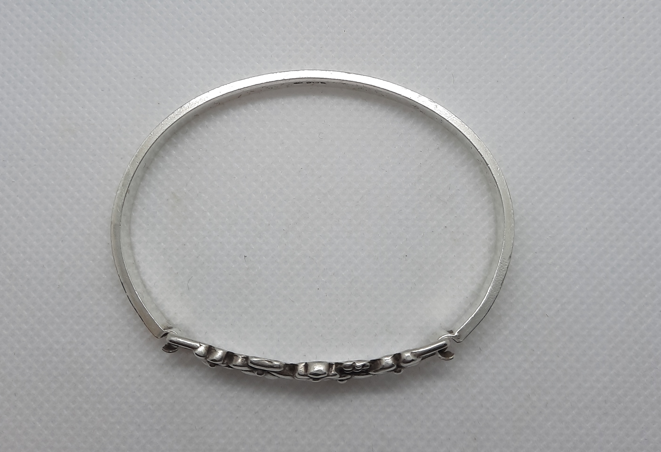 Sterling Silver Bangle with Floral Design - Sheffield 1979