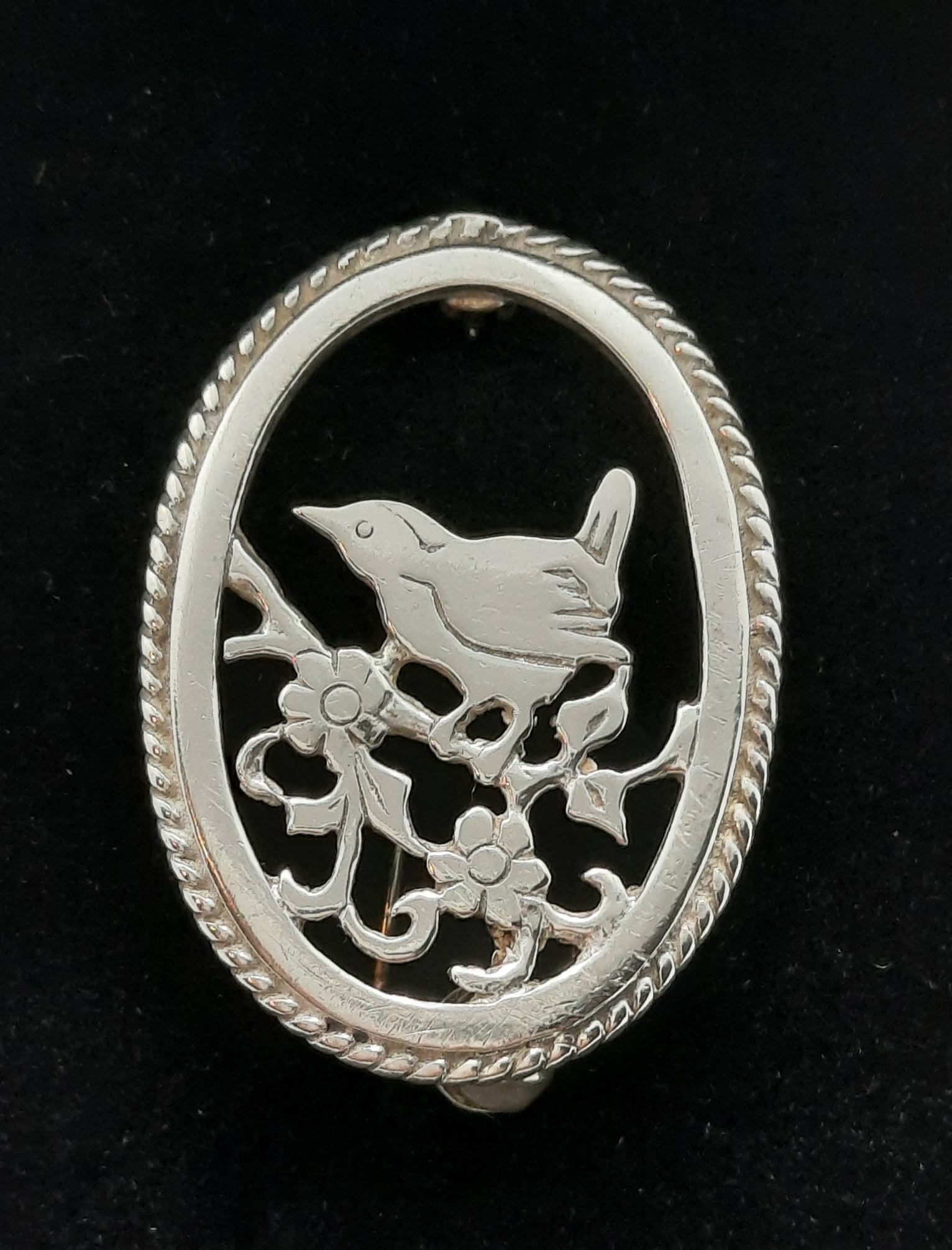 Vintage Sterling Silver ORTAK 'Nature in Flight' Wren Brooch