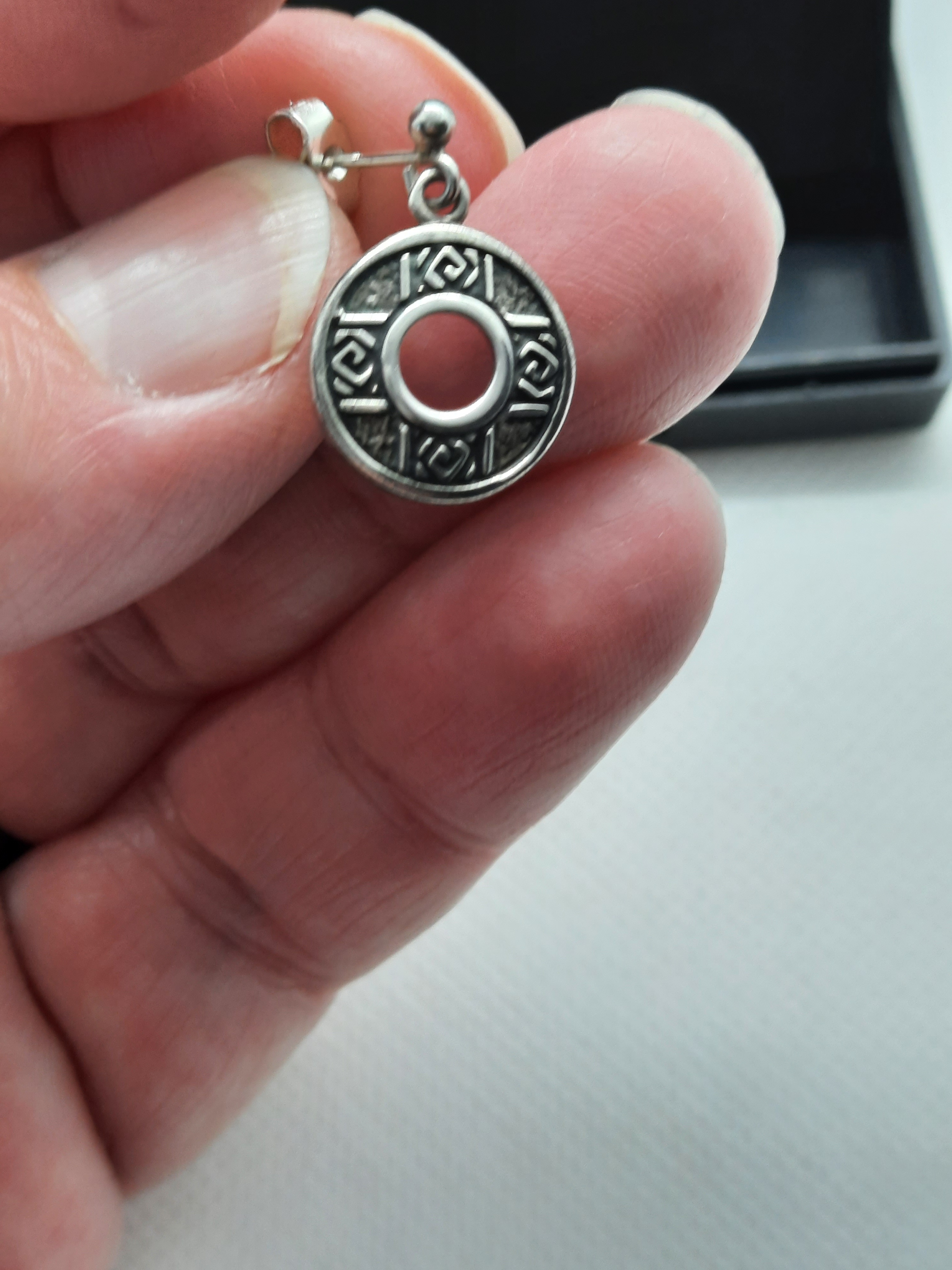 Lovely Pair of Unusual Celtic Style Serling Silver Earrings