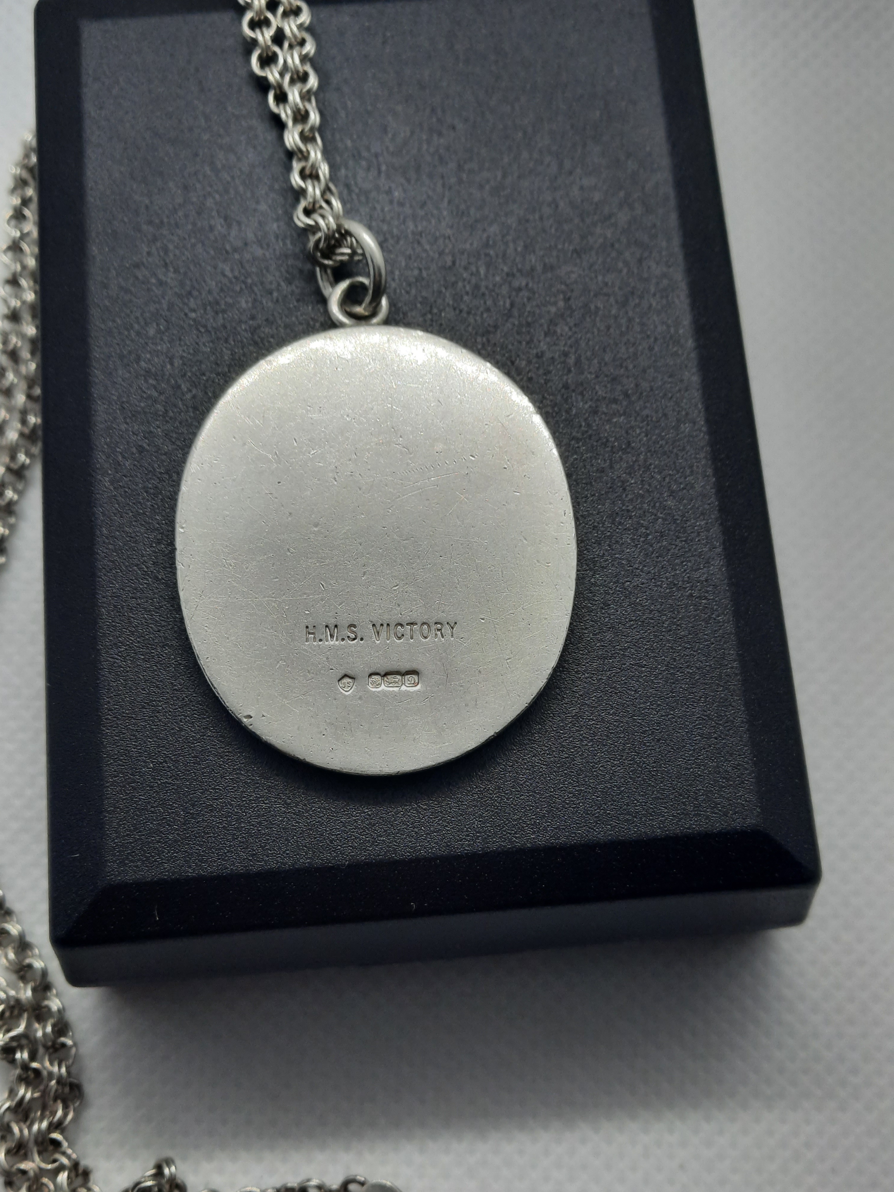Solid Vintage Sterling Silver 'HMS Victory' Pendant and Chain