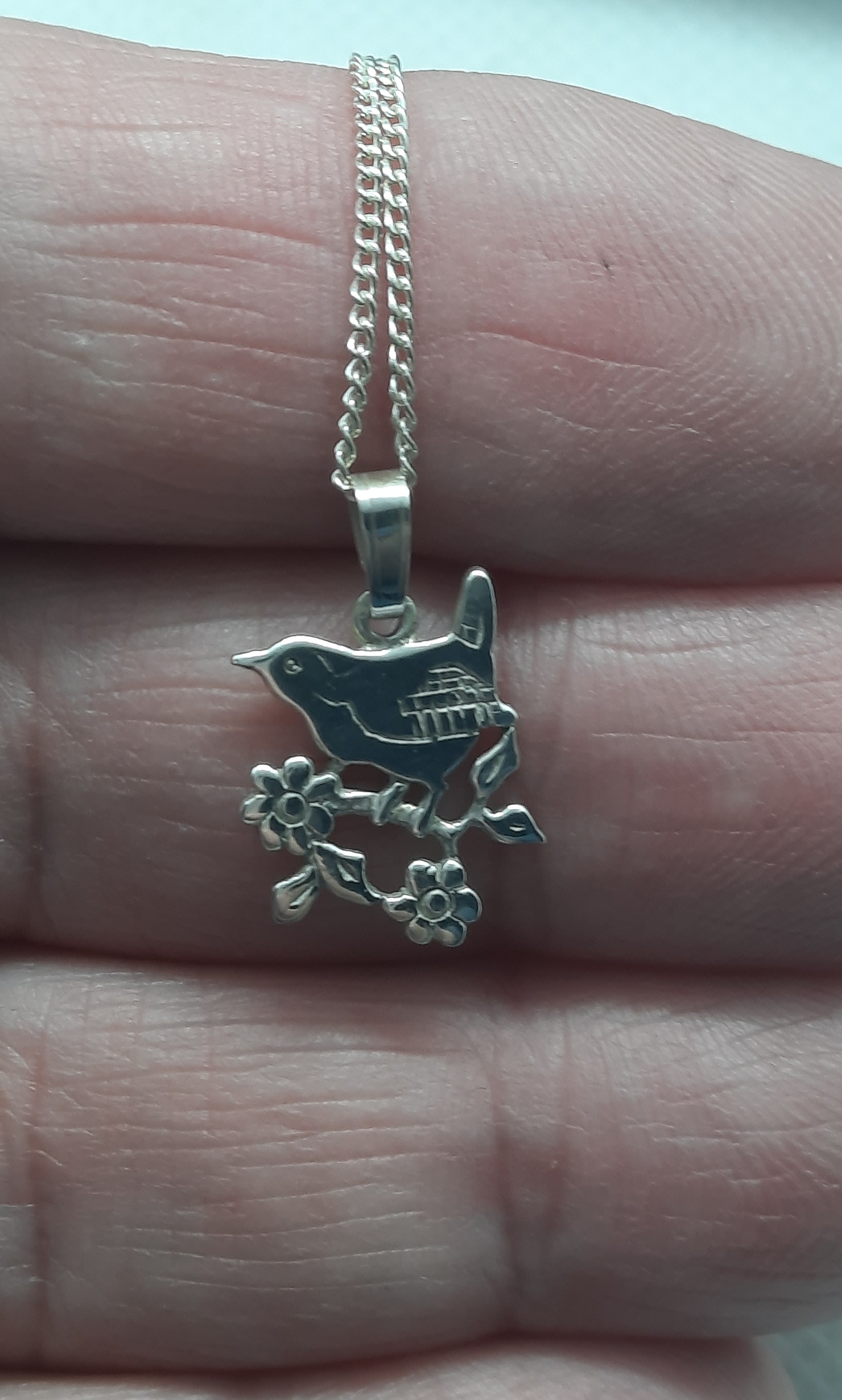 ORTAK 'Nature in Flight' Wren Pendant and Chain in Sterling Silver