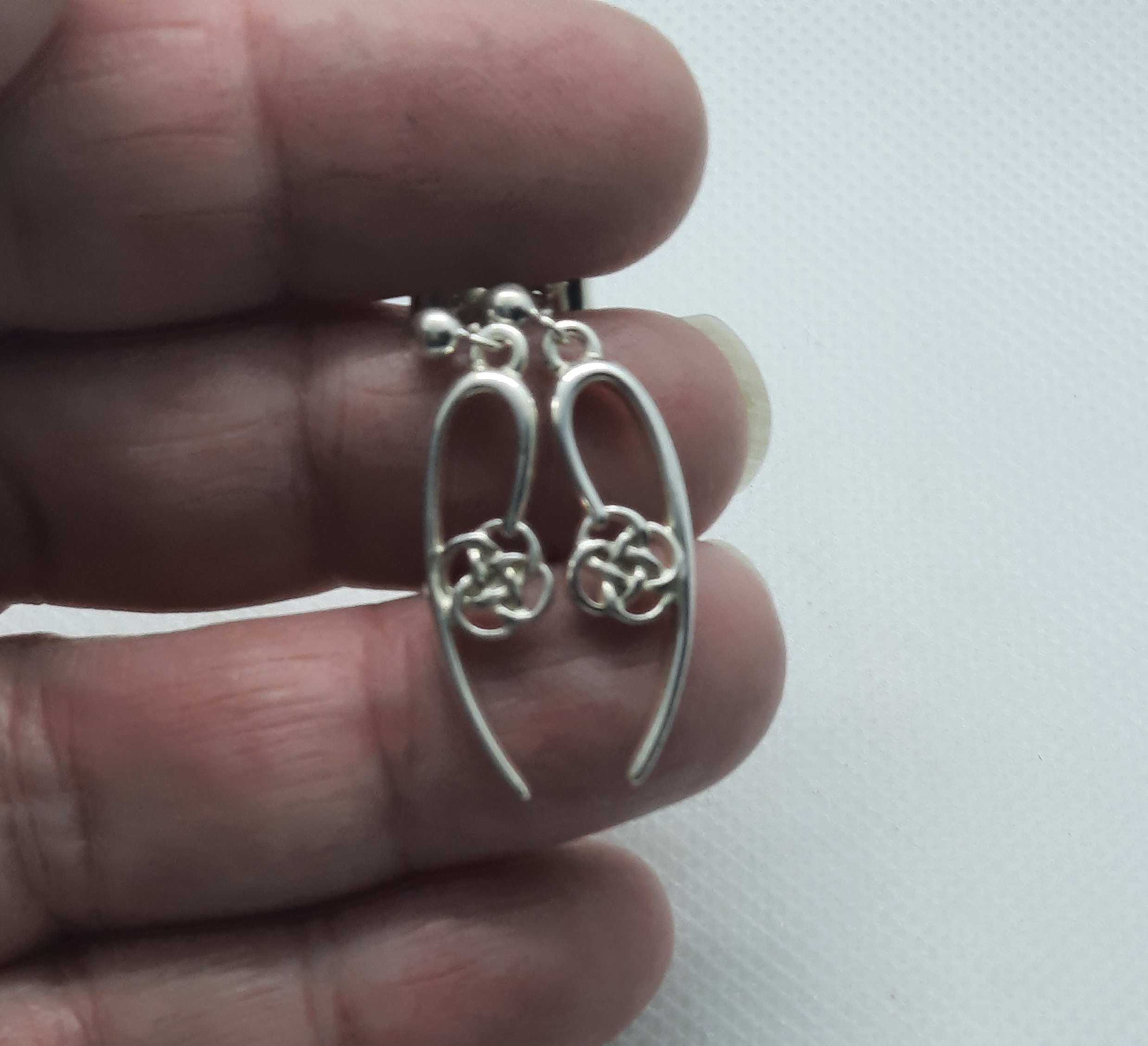 Sterling Silver Celtic Knot Long Pendant and Earring Set
