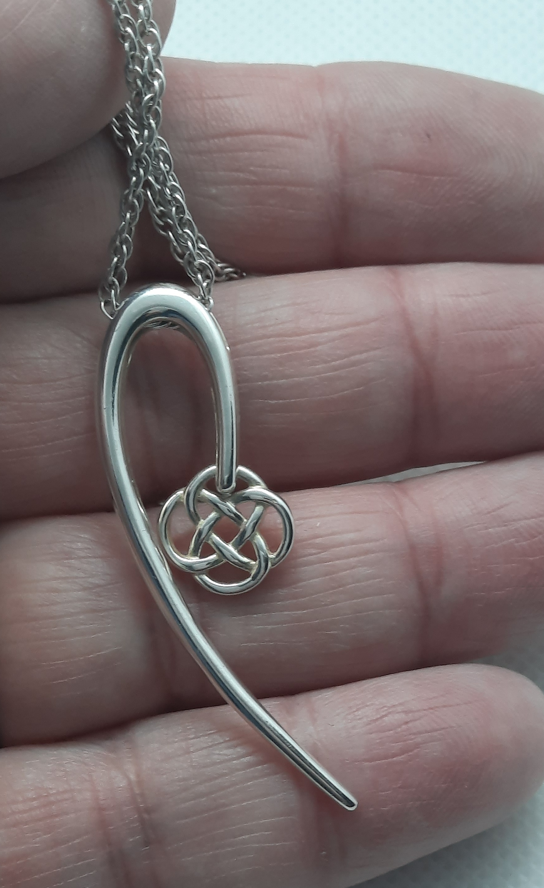 Sterling Silver Celtic Knot Long Pendant and Earring Set