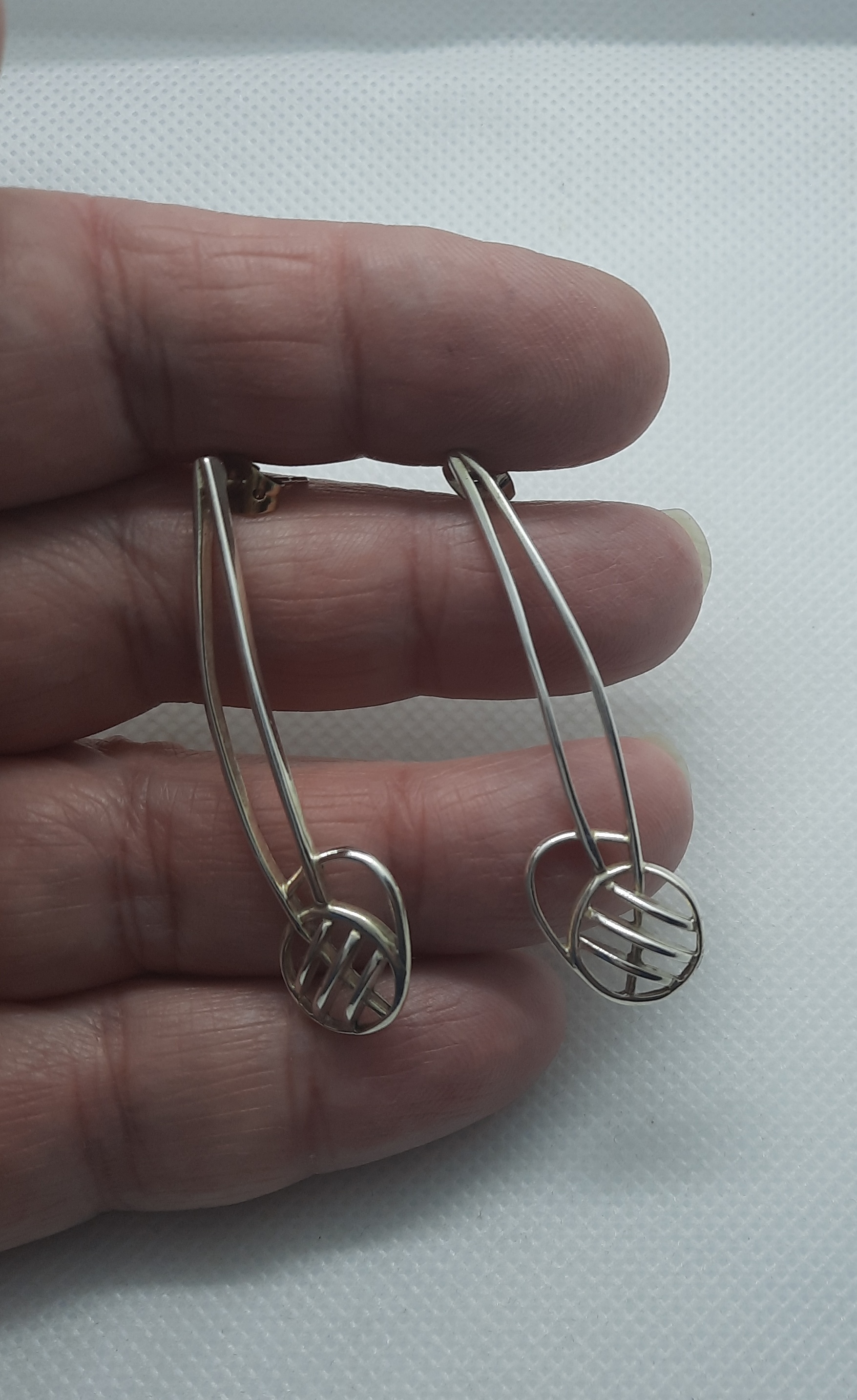 Sterling Silver Long Earrings in Modernist Design by Carrick