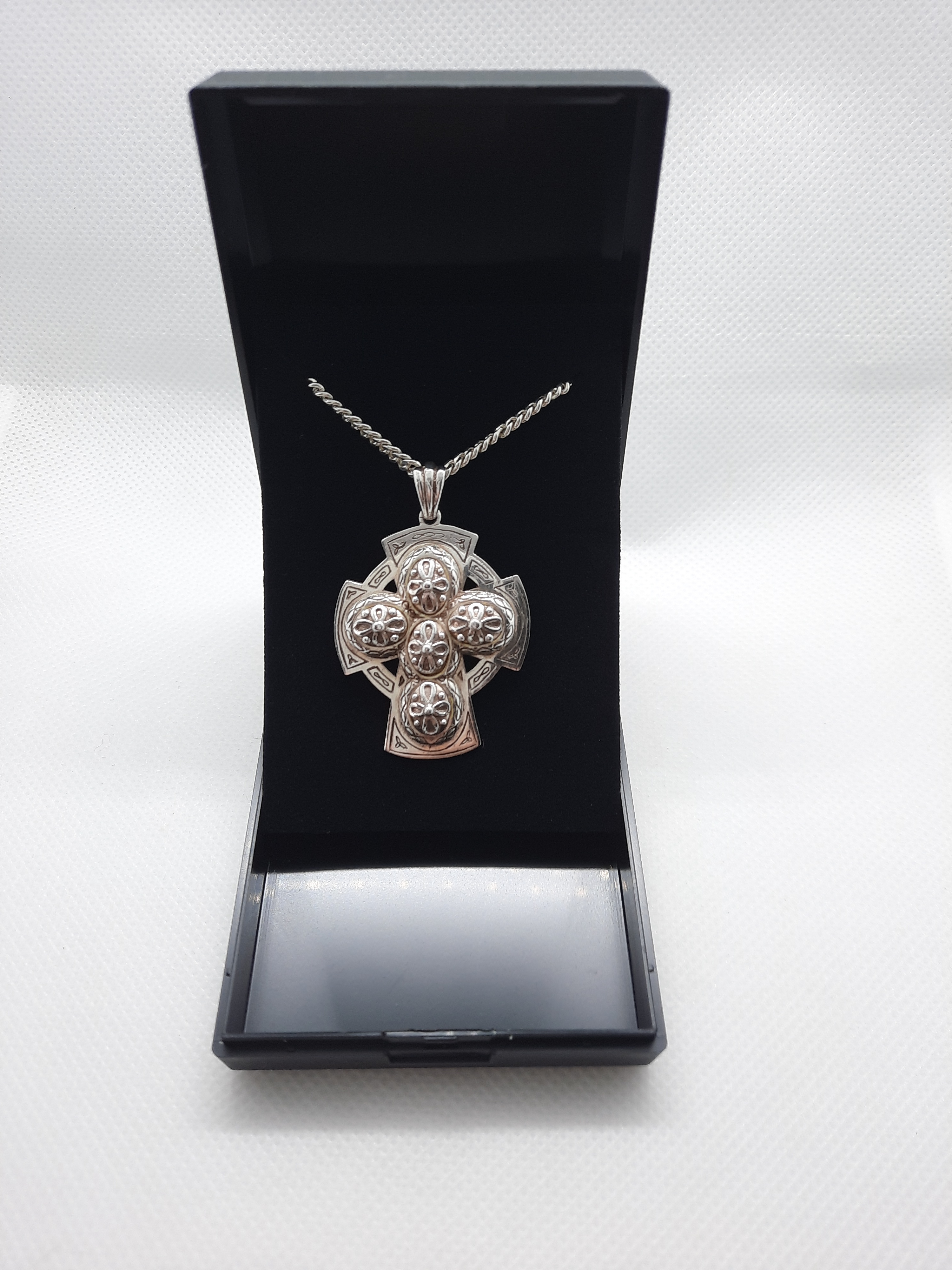 Sterling Silver Celtic Cross on Sterling Curb Chain