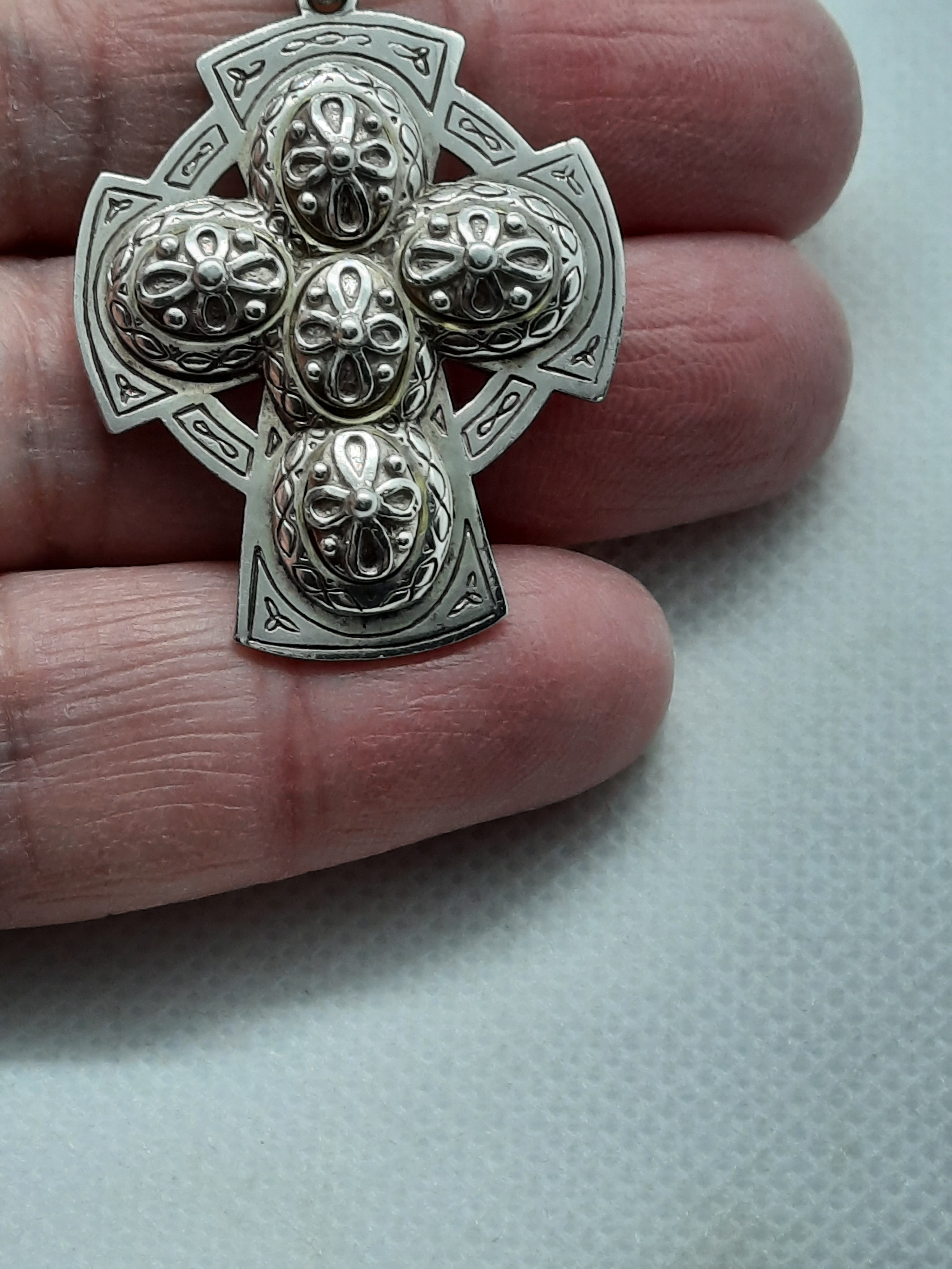 Sterling Silver Celtic Cross on Sterling Curb Chain