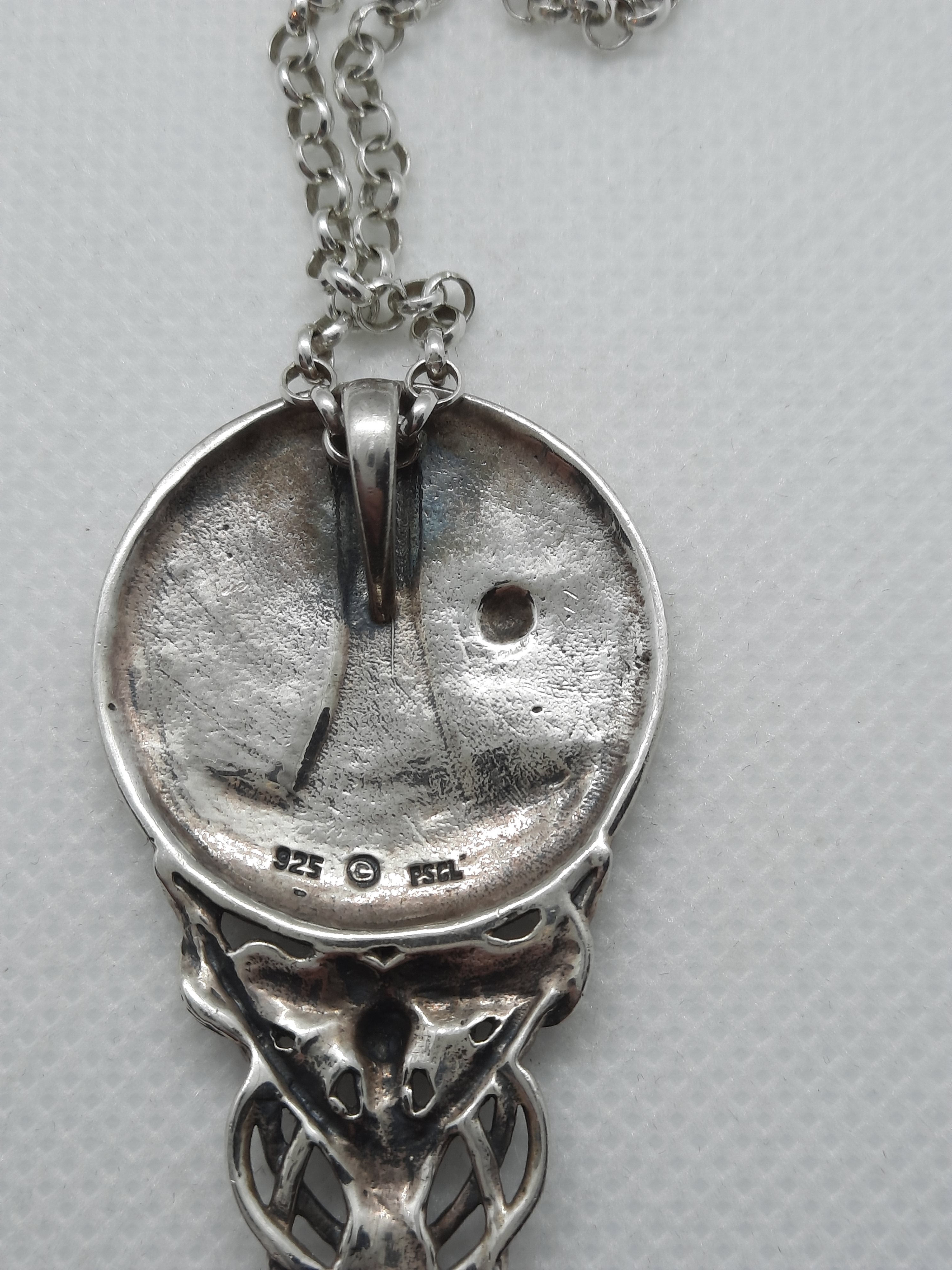 Large Sterling Silver Pagan Goddess Pendant and Belcher Chain