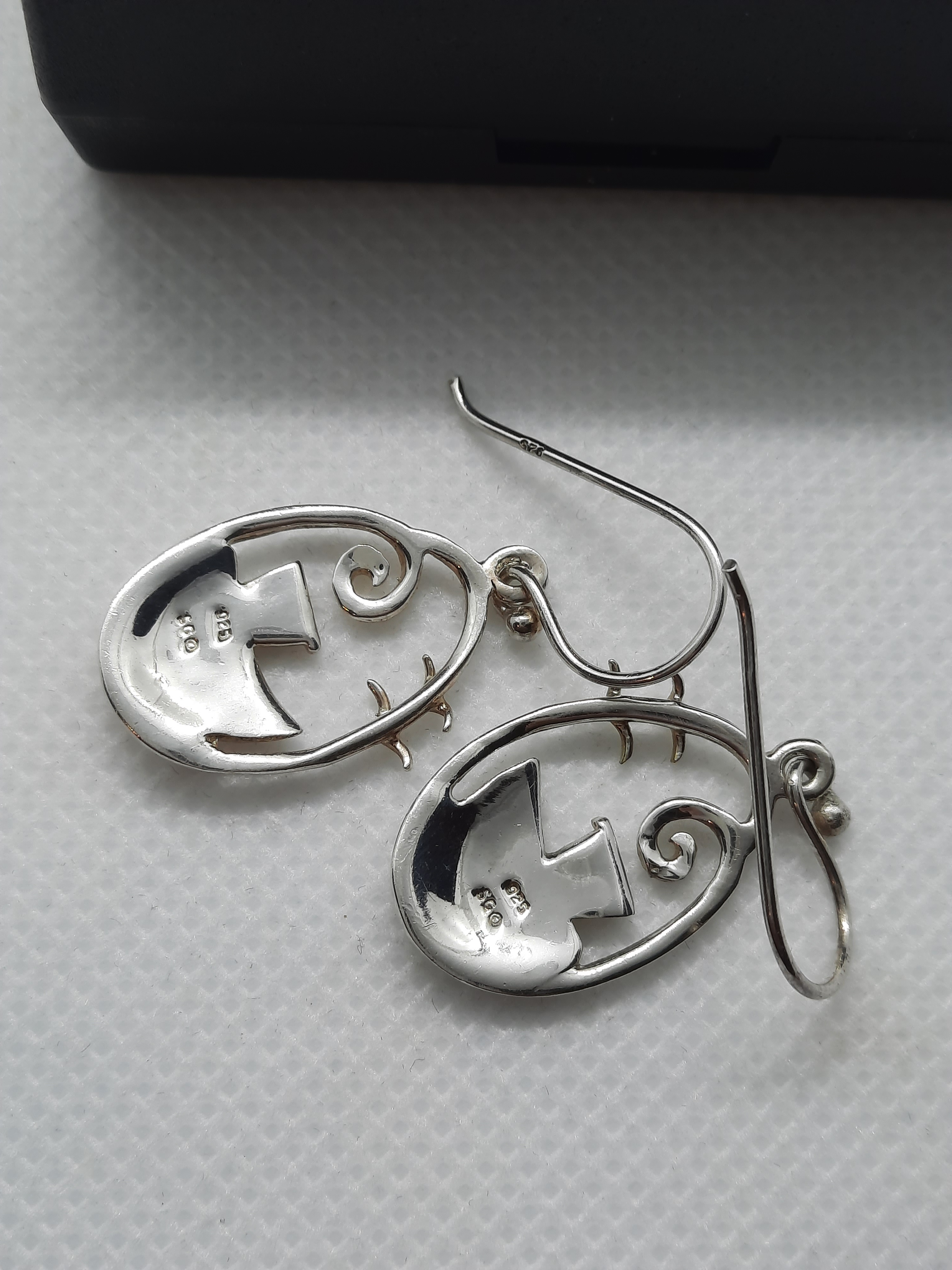 Quirky Sterling Silver Fishing Boat Drop Earrings