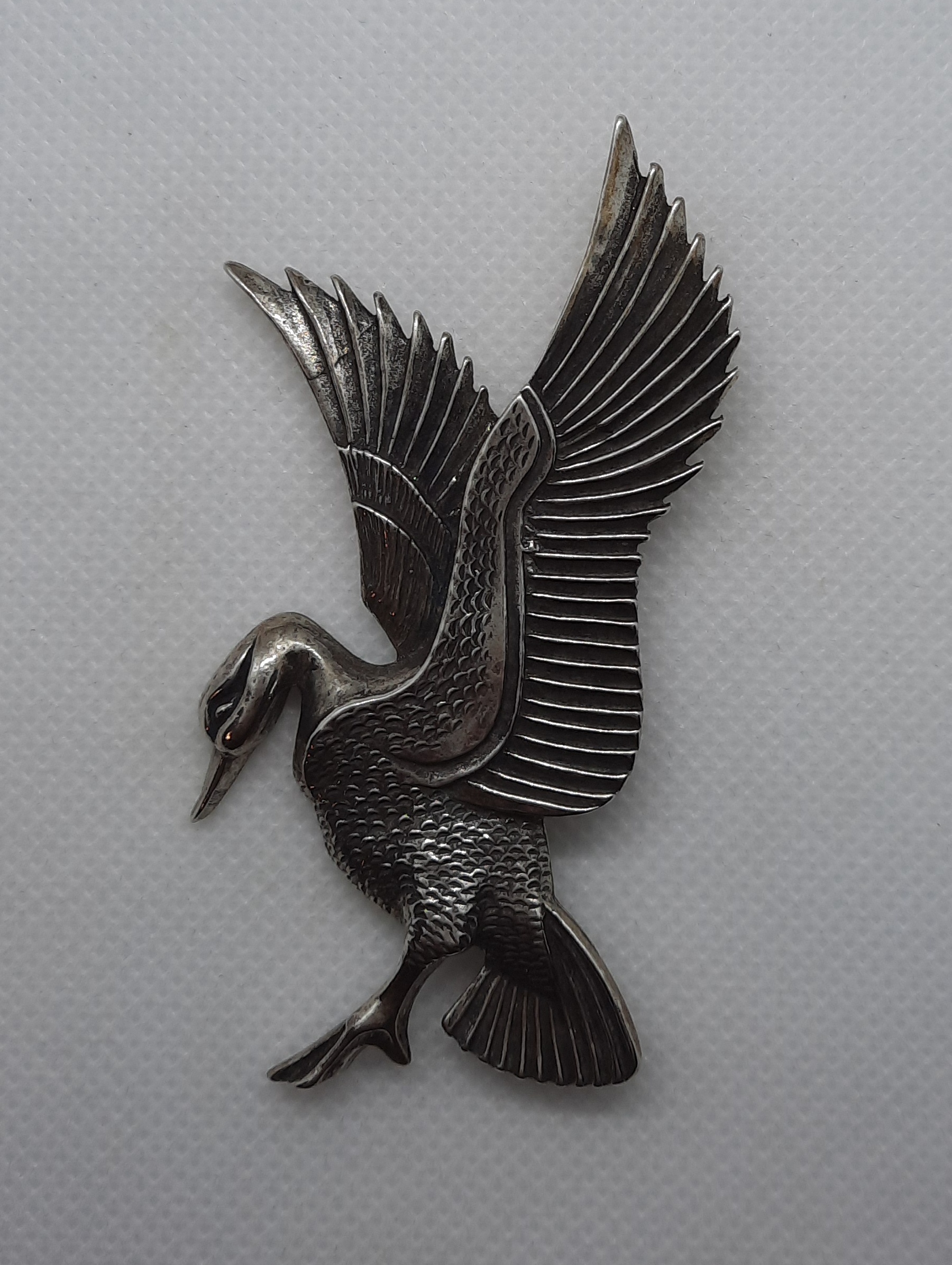 Large Sterling Silver Vintage Mallard Duck Brooch