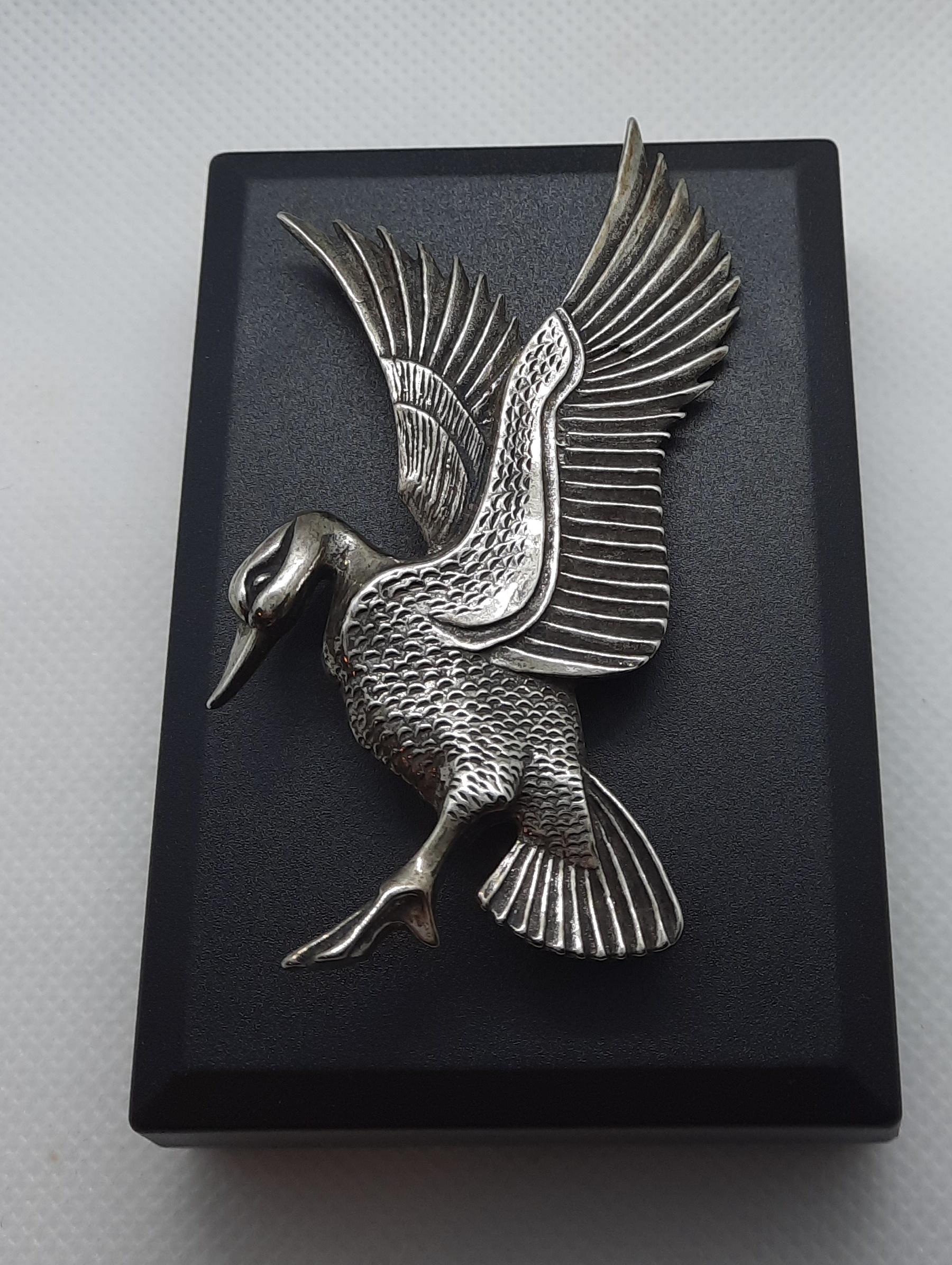 Large Sterling Silver Vintage Mallard Duck Brooch