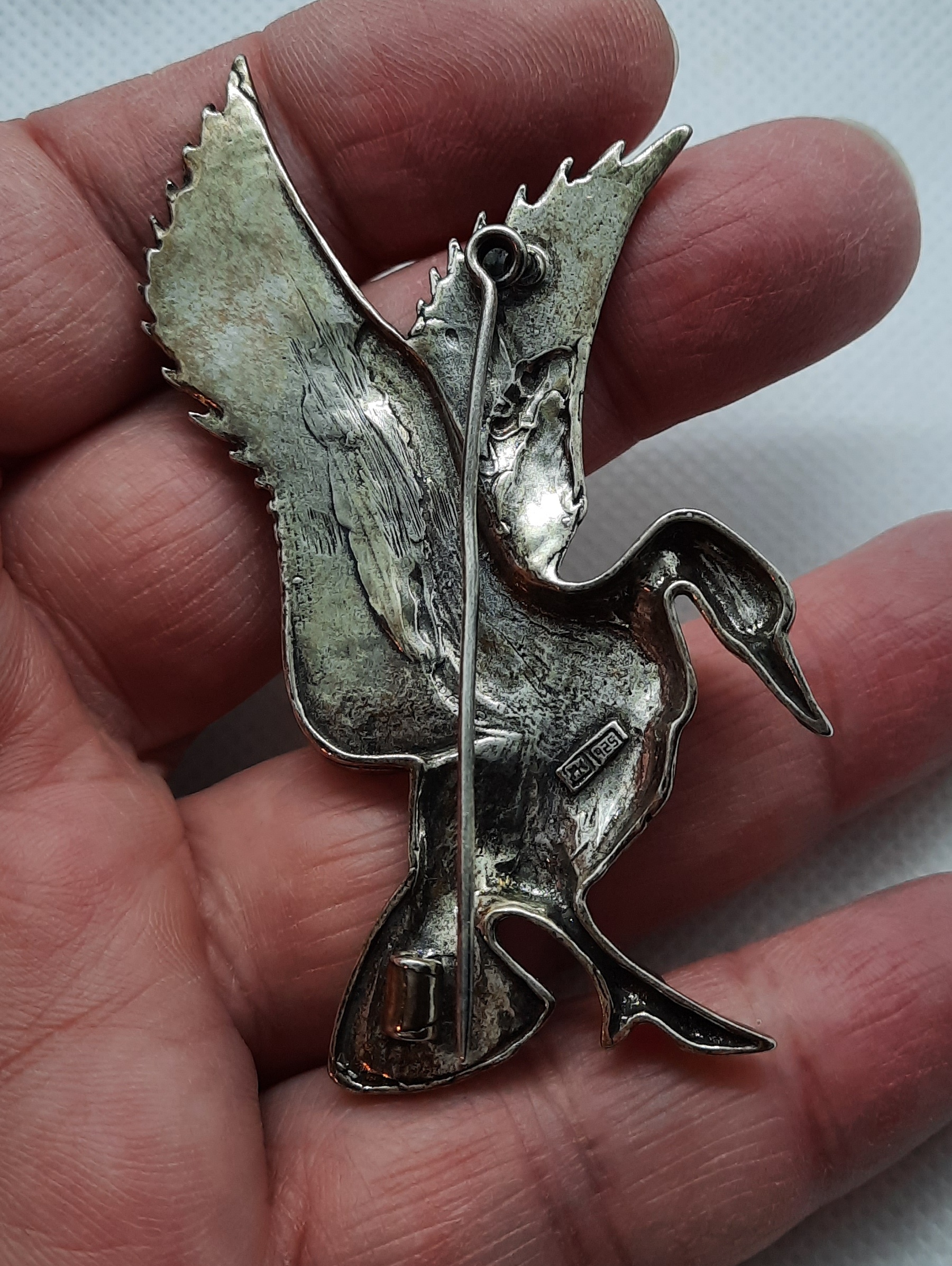 Large Sterling Silver Vintage Mallard Duck Brooch