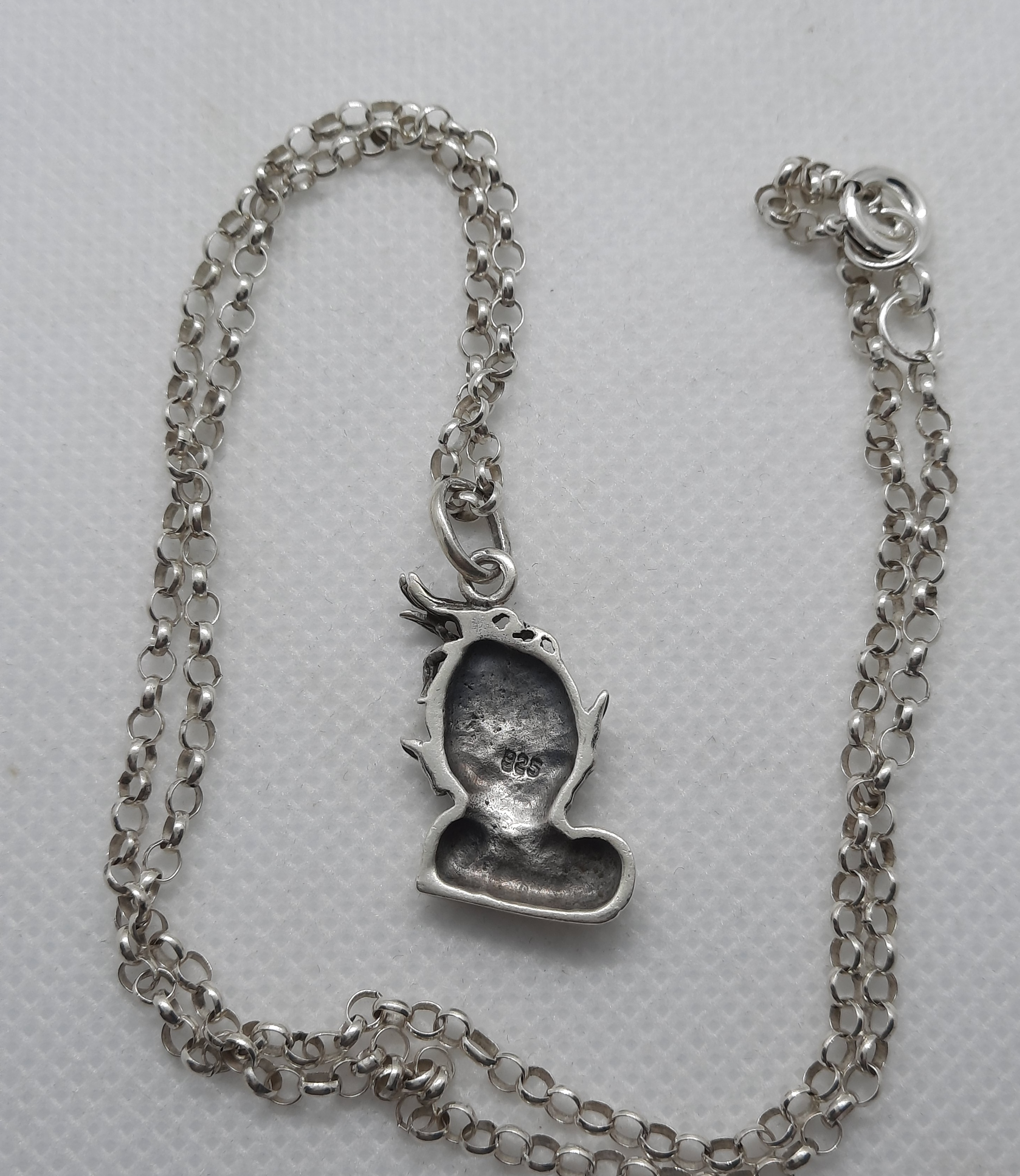 Unusual Sterling Silver Pixie Pendant and Chain