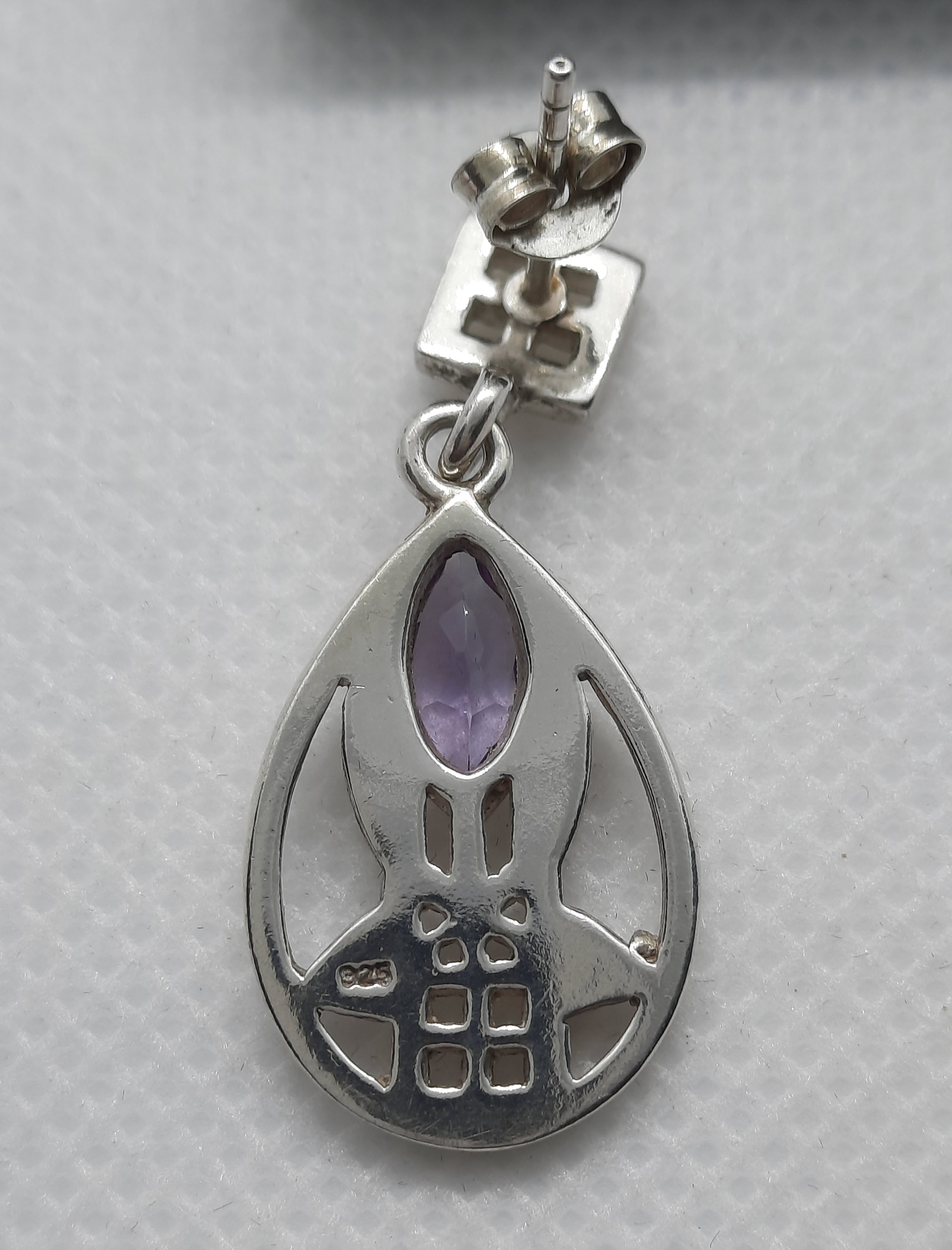 Sterling Silver Amethyst Set Rennie Mackintosh Style Earrings