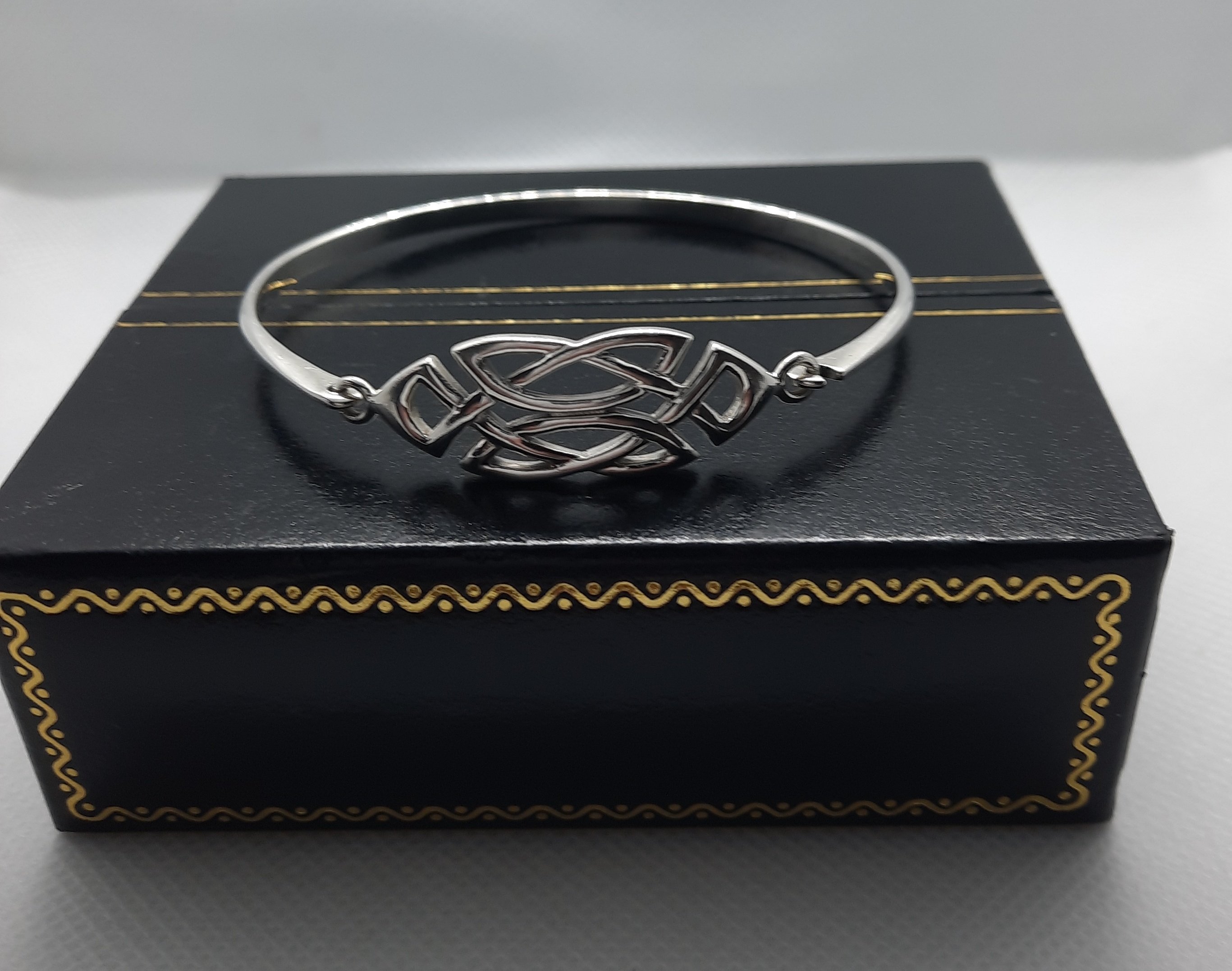 Sterling Silver Bangle with Celtic Knot Design