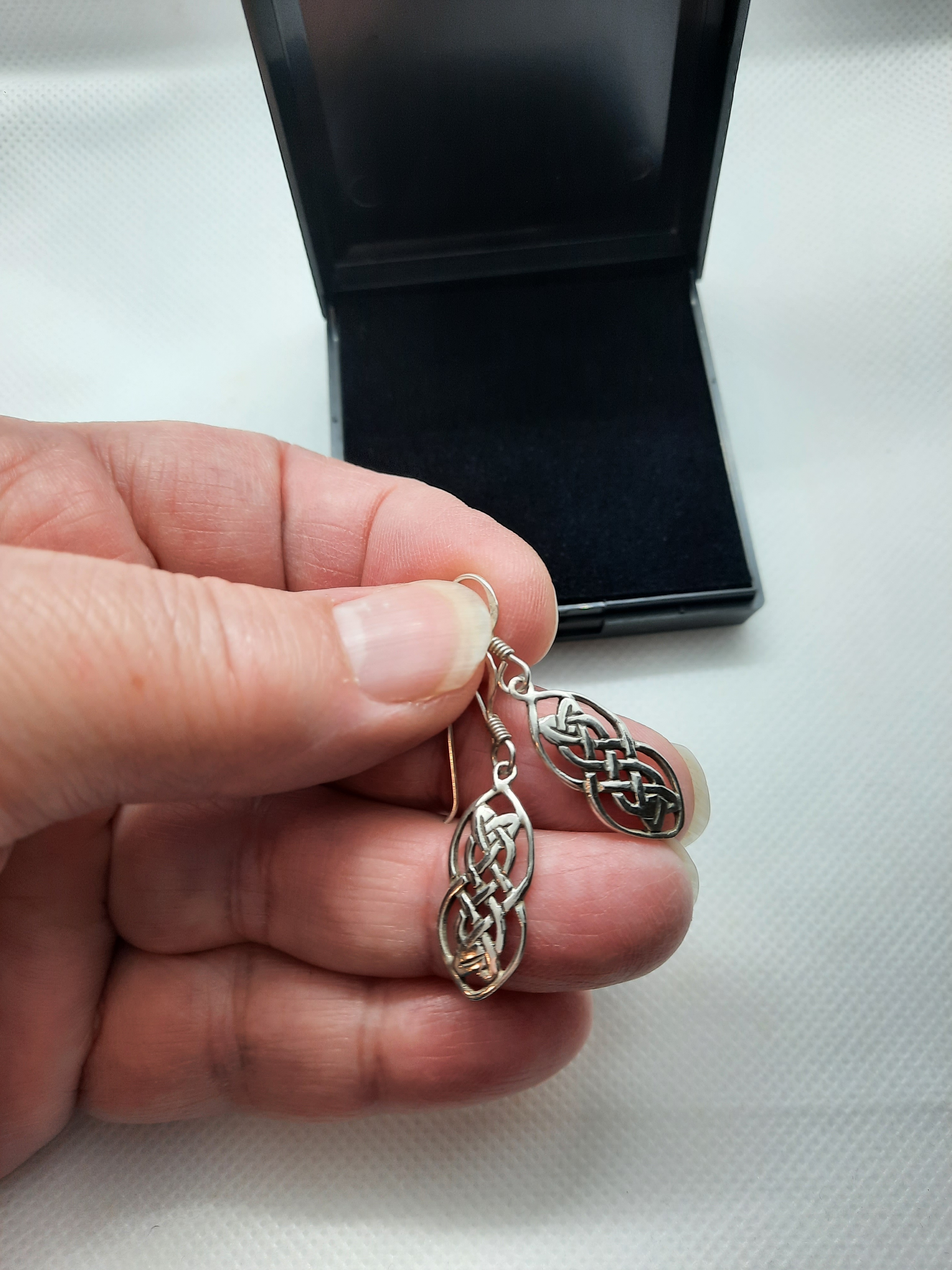 Sterling Silver Celtic Double Knot Drop Earrings