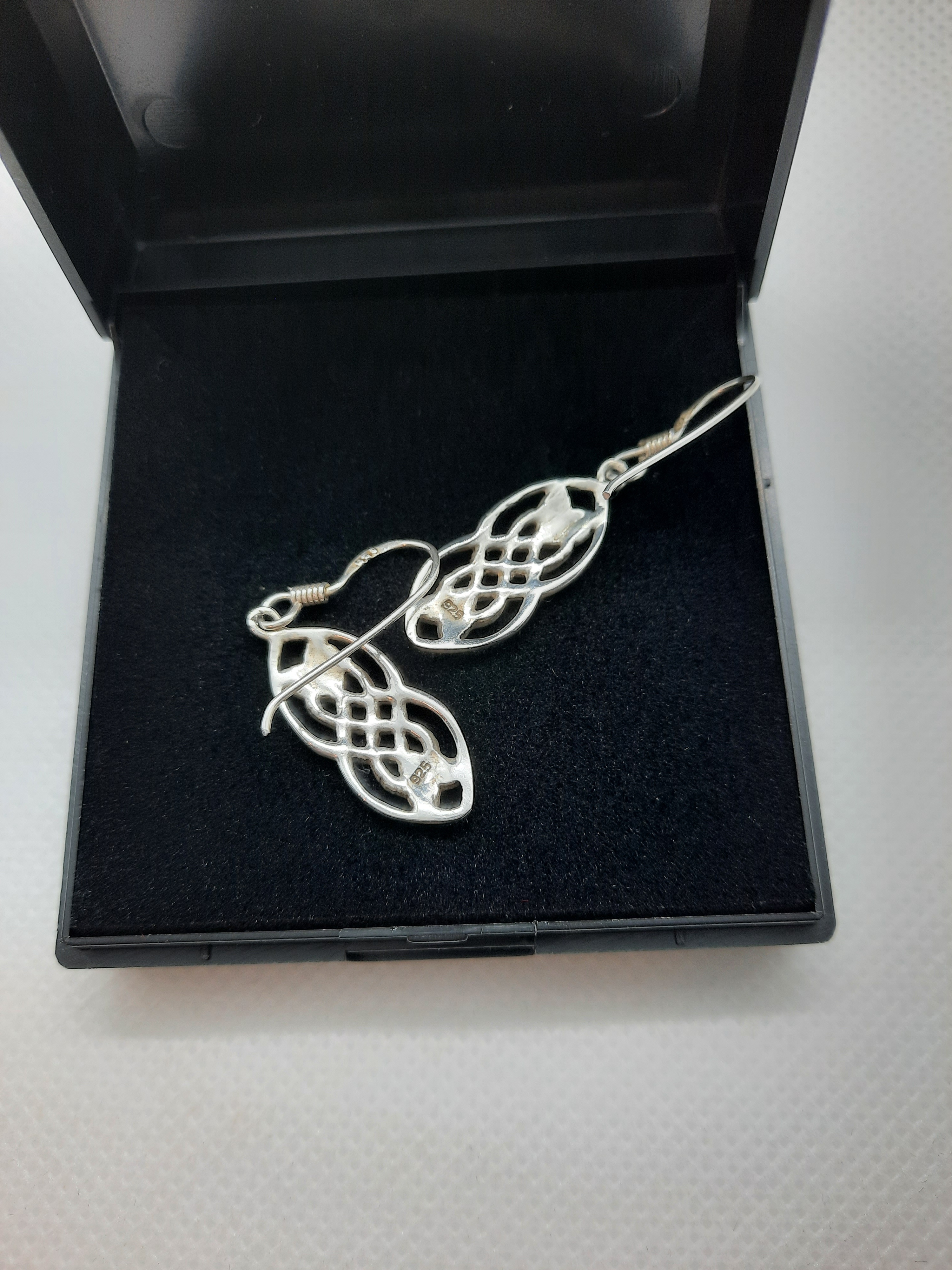 Sterling Silver Celtic Double Knot Drop Earrings