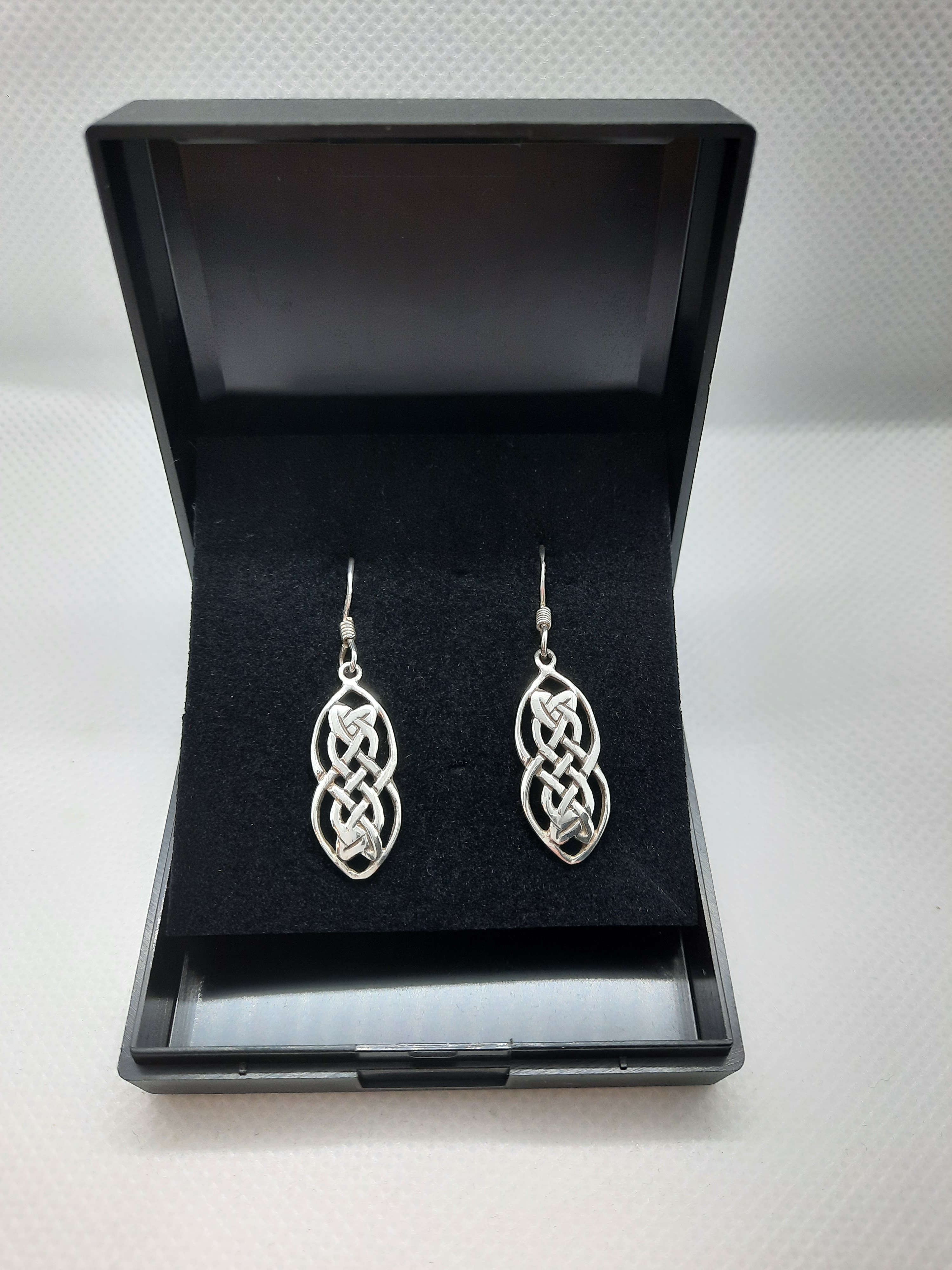 Sterling Silver Celtic Double Knot Drop Earrings