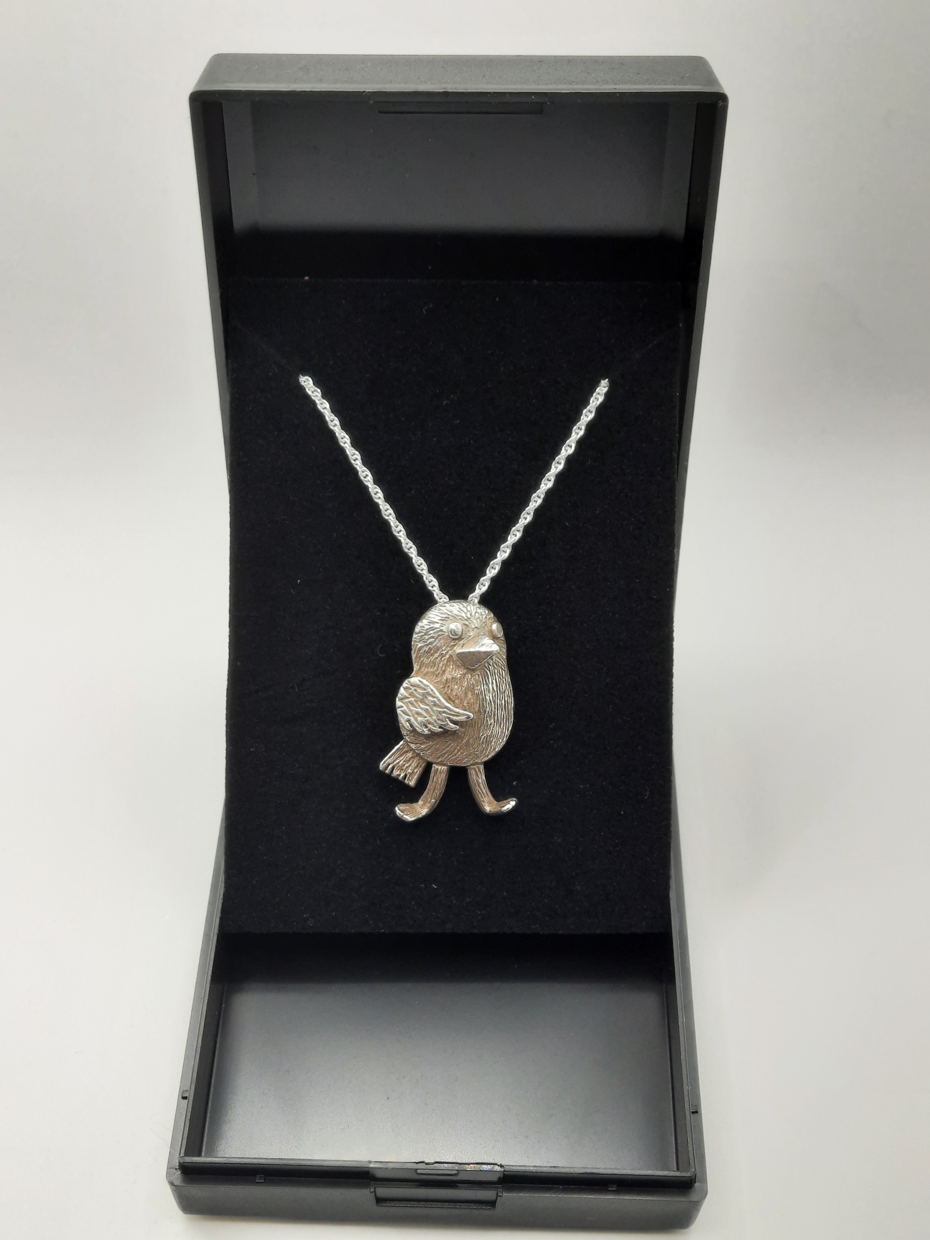 Quirky Sterling Silver Bird Pendant and Chain