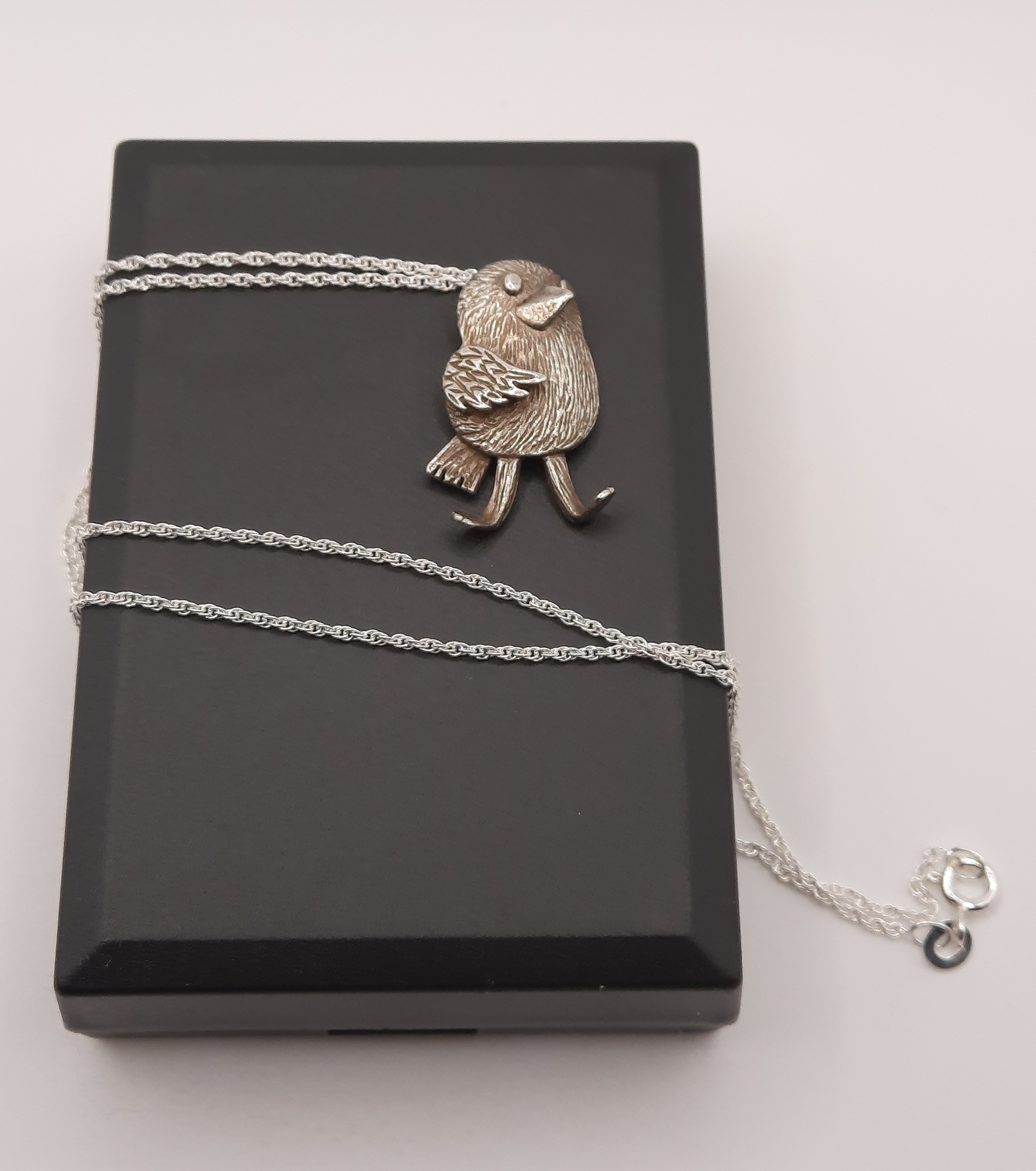 Quirky Sterling Silver Bird Pendant and Chain