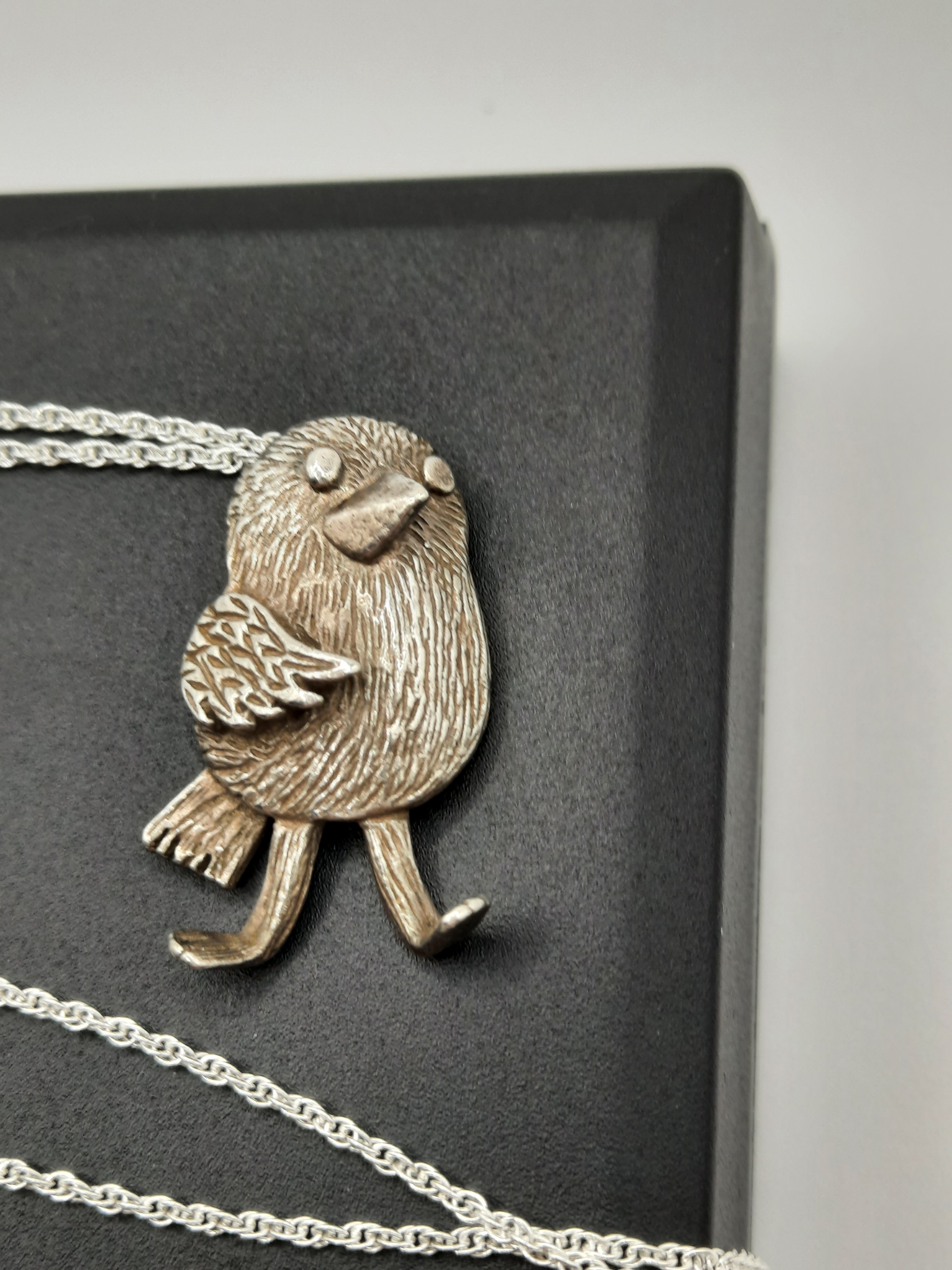 Quirky Sterling Silver Bird Pendant and Chain