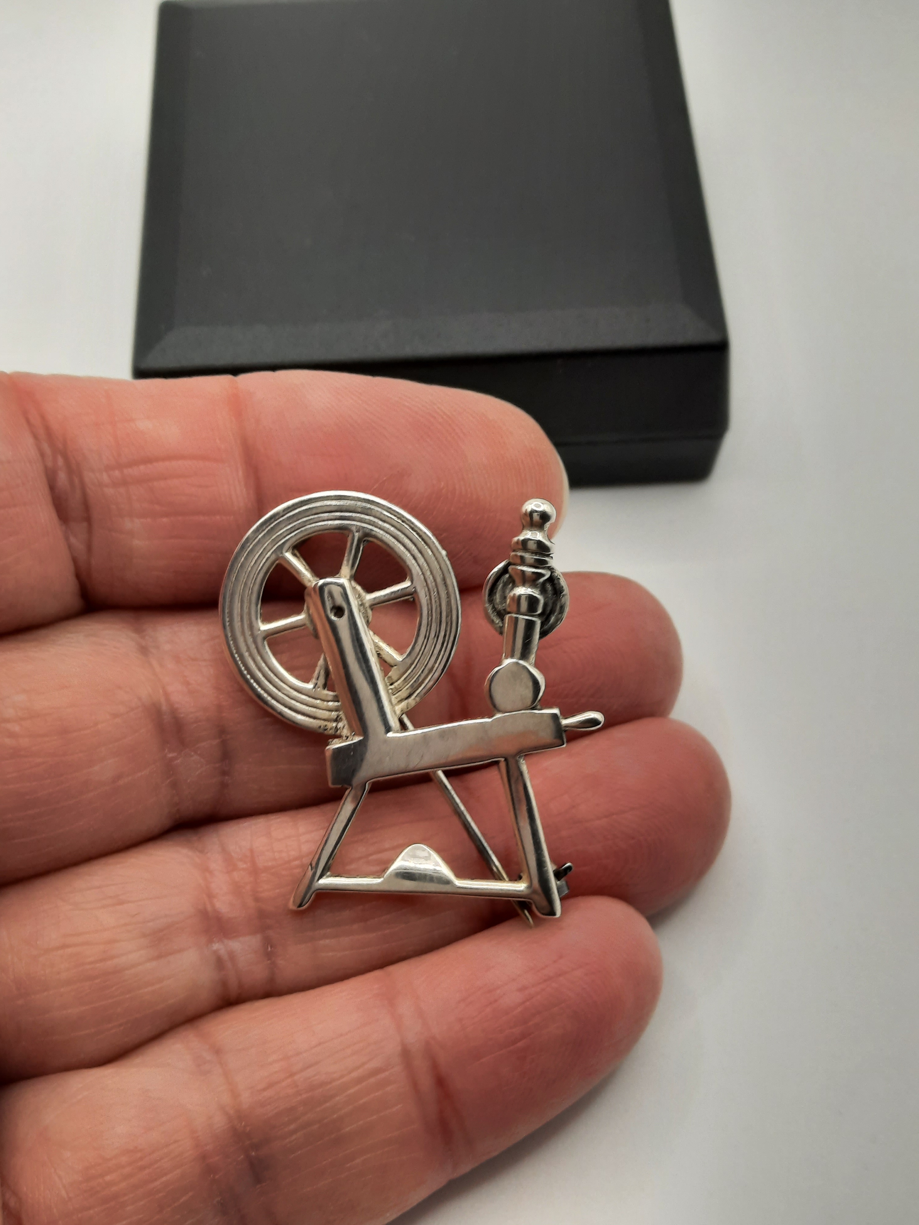 Vintage Sterling Silver Ola Gorie Spinning Wheel Brooch