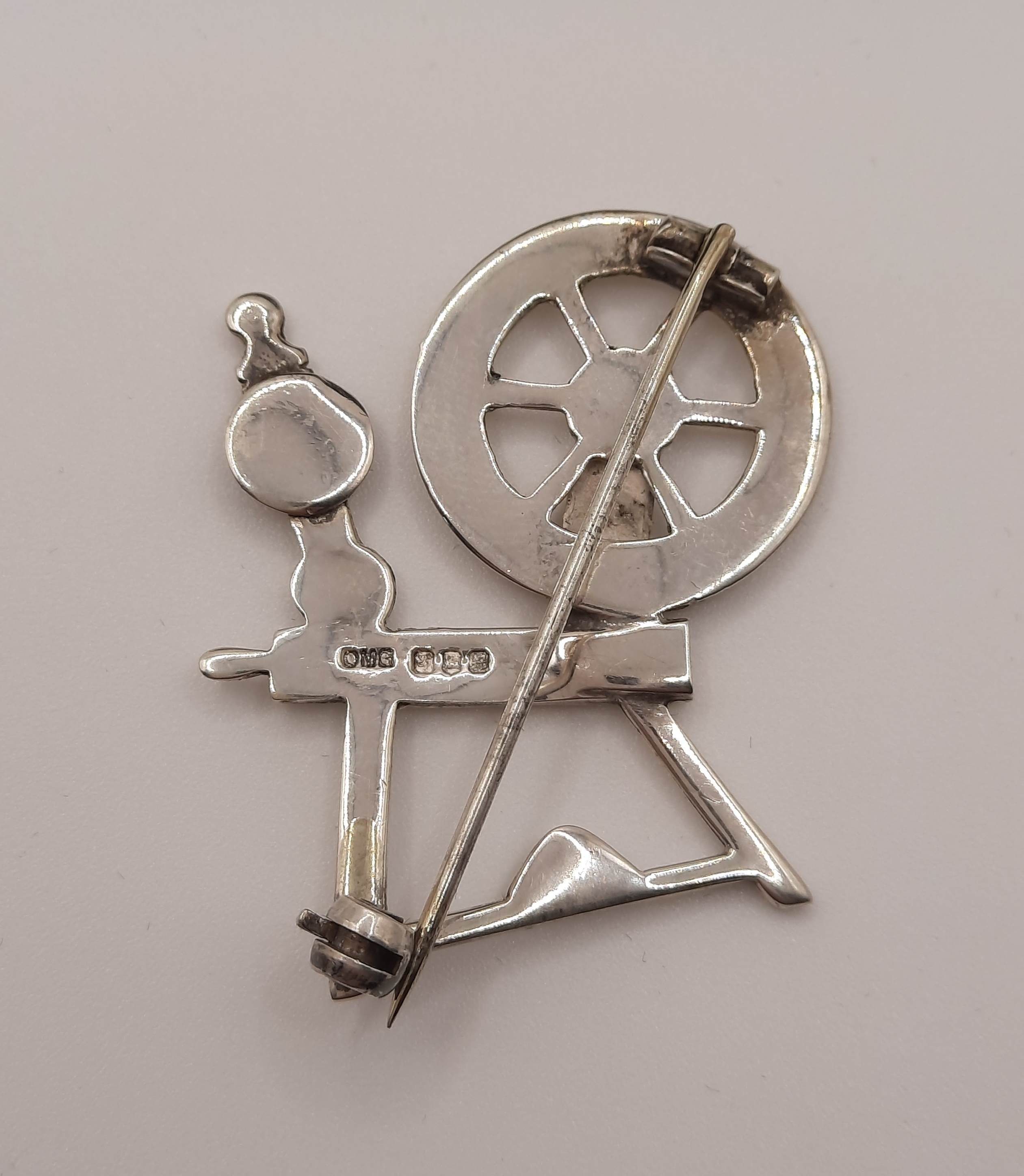 Vintage Sterling Silver Ola Gorie Spinning Wheel Brooch