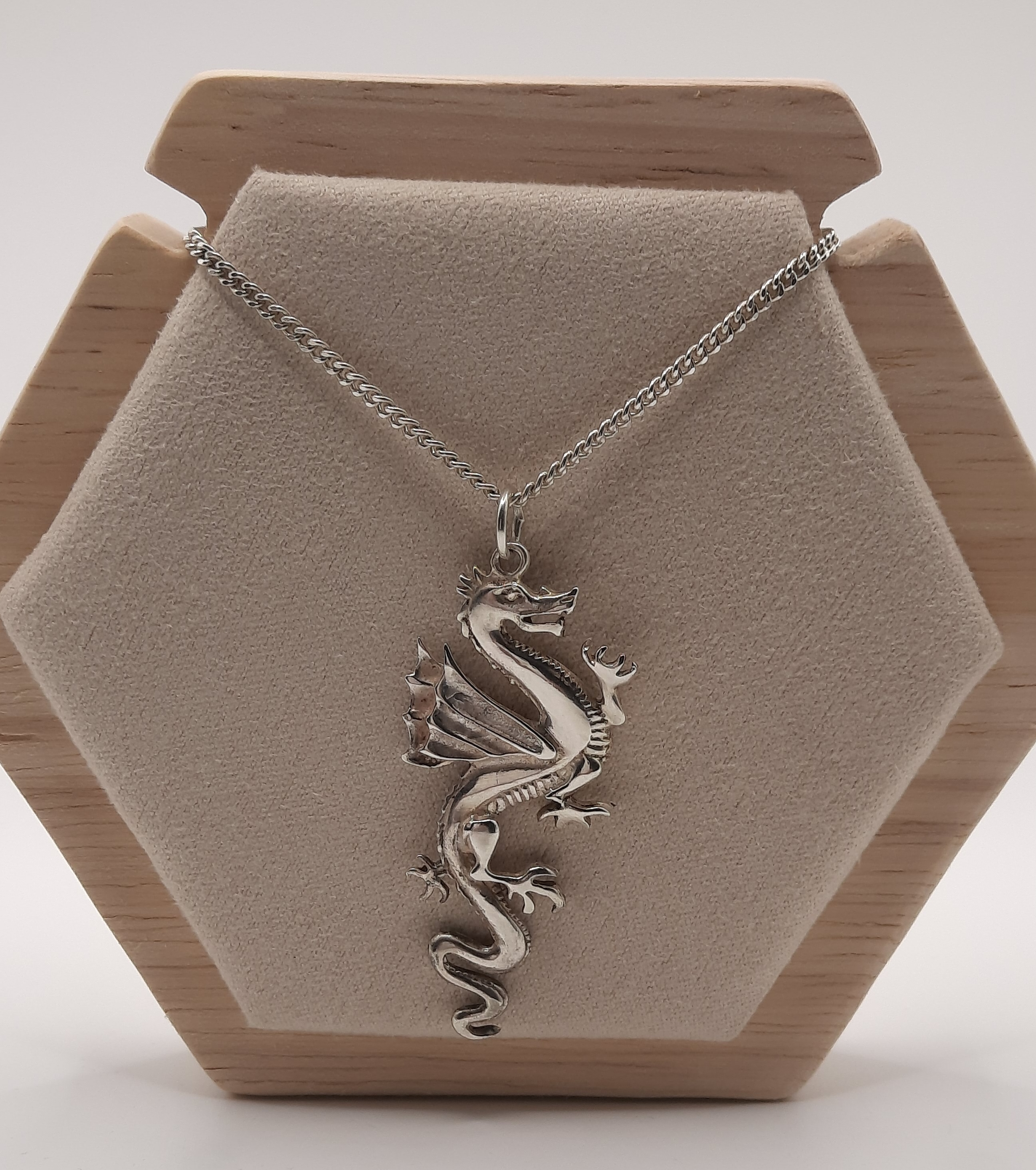 Sterling Silver Dragon Pendant and Chain