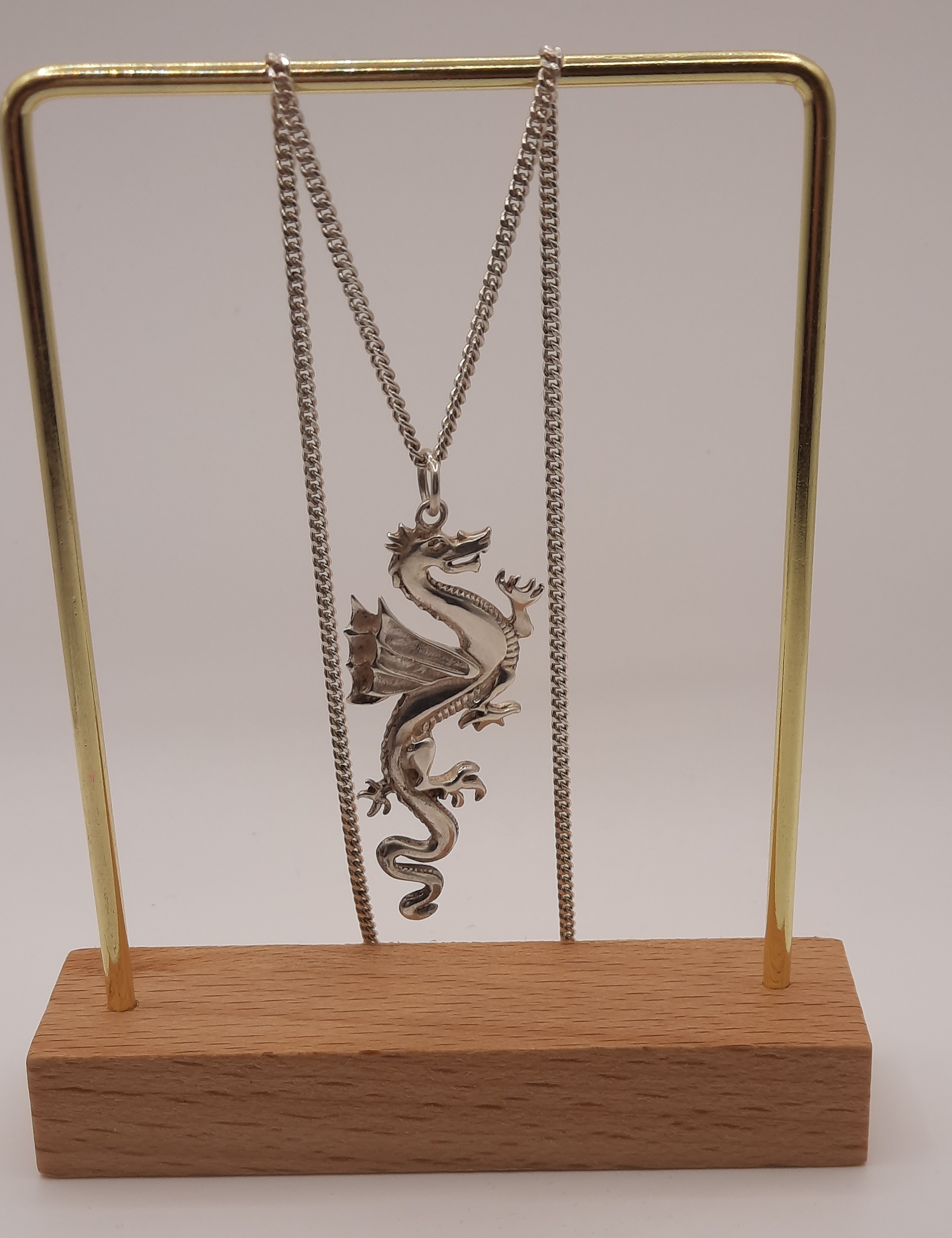 Sterling Silver Dragon Pendant and Chain