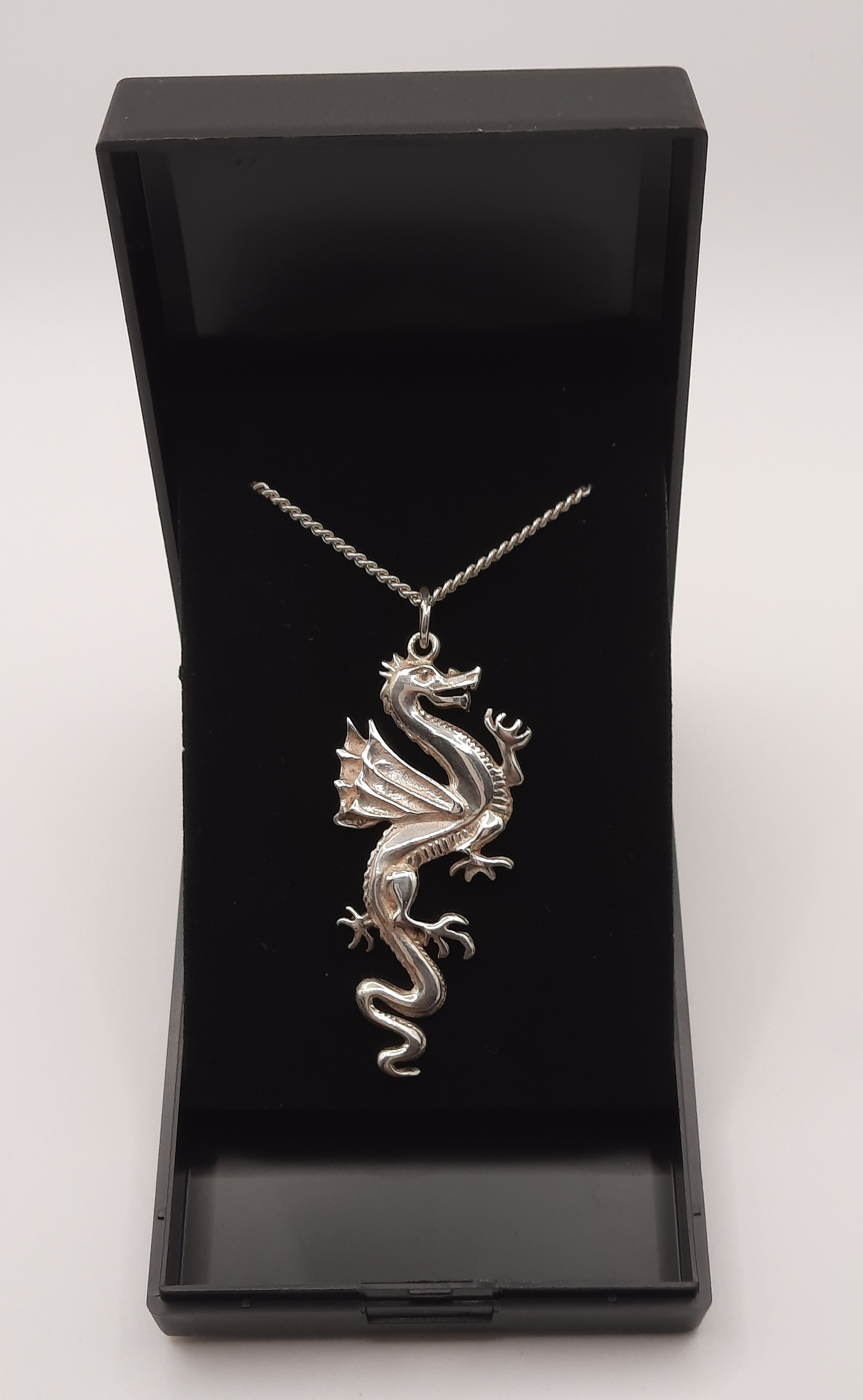 Sterling Silver Dragon Pendant and Chain