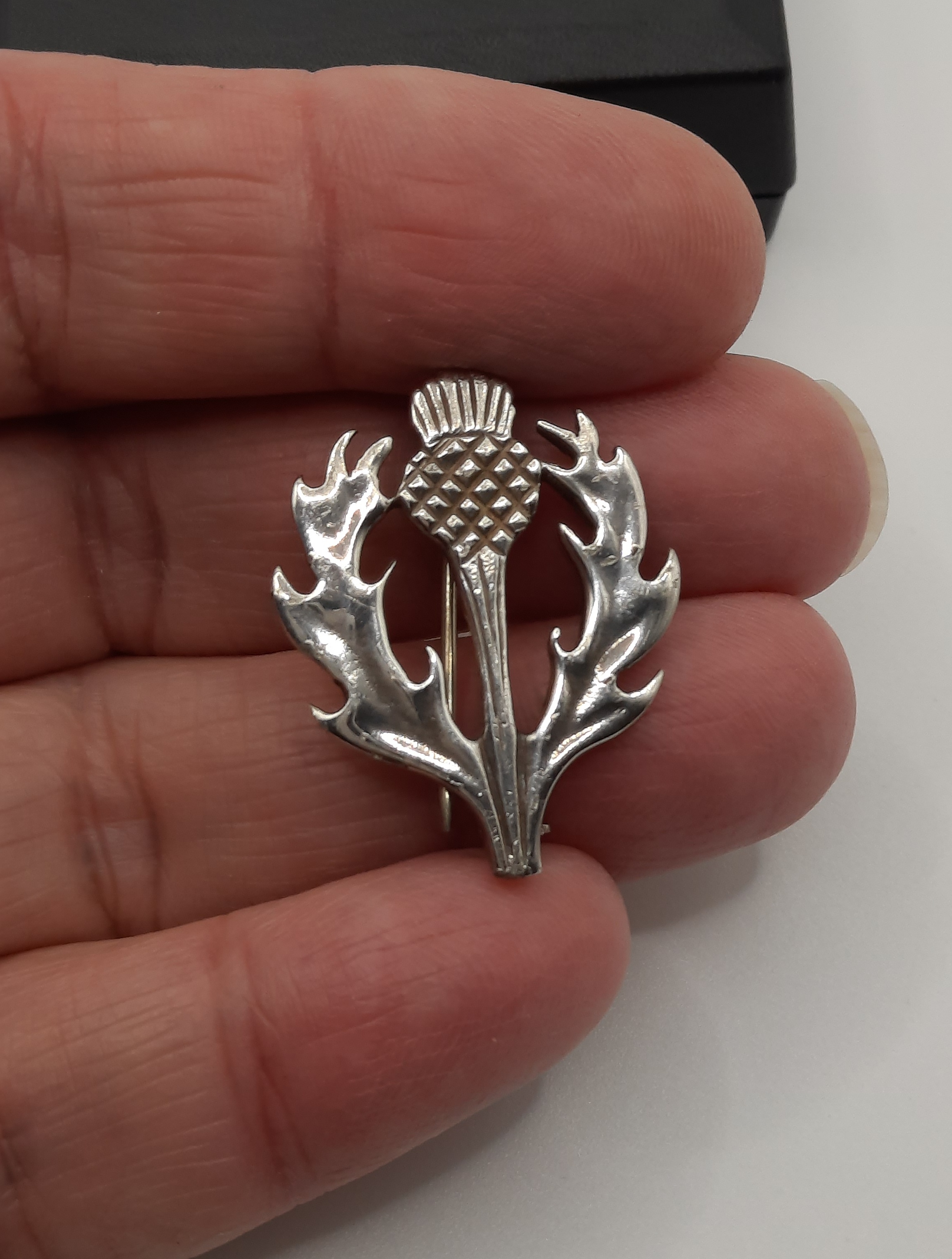 Sterling Silver Thistle Brooch with Edinburgh Hallmark for 1997