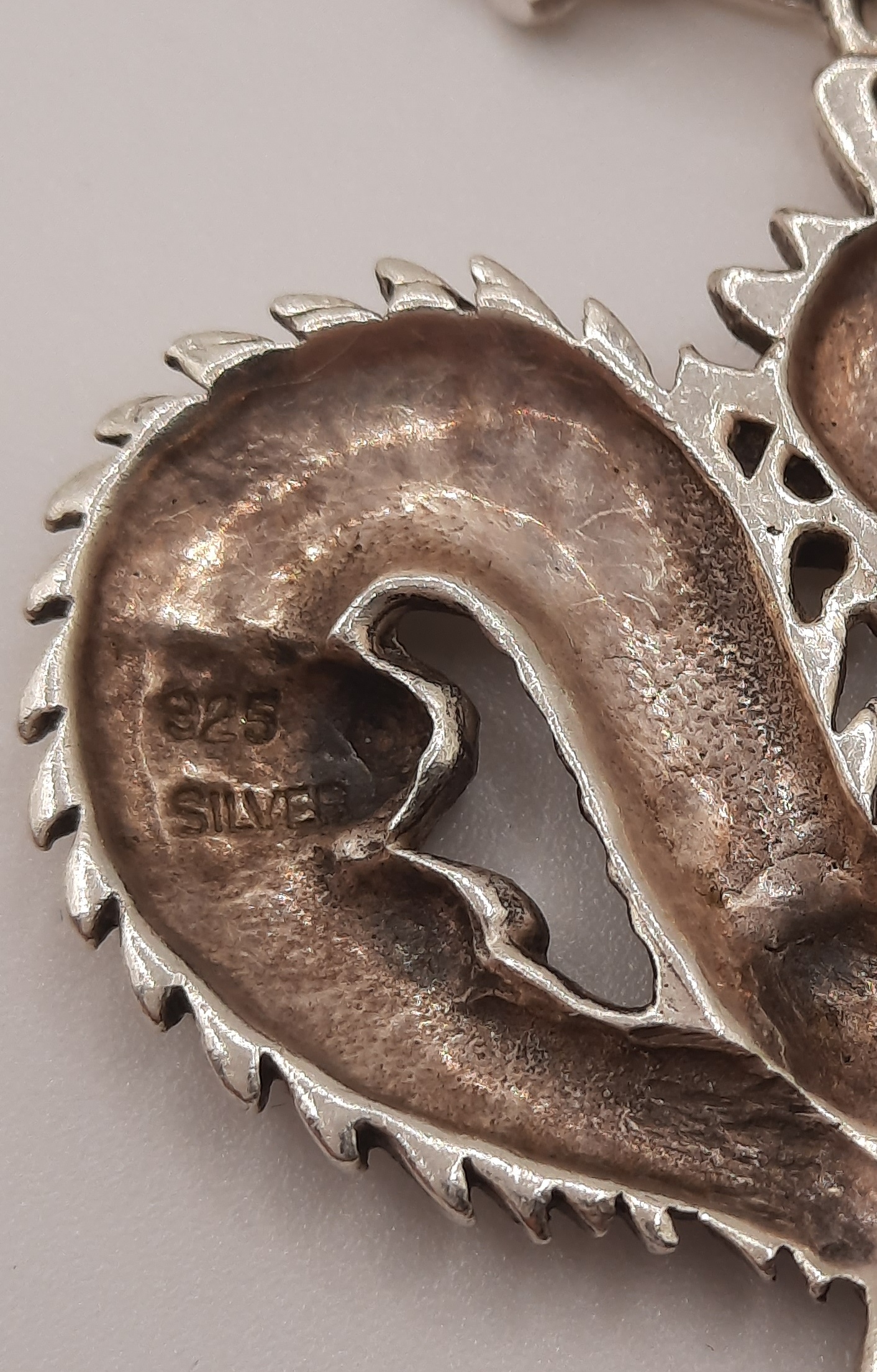 Sterling Silver Dragon Pendant on Thick Sterling Curb Chain