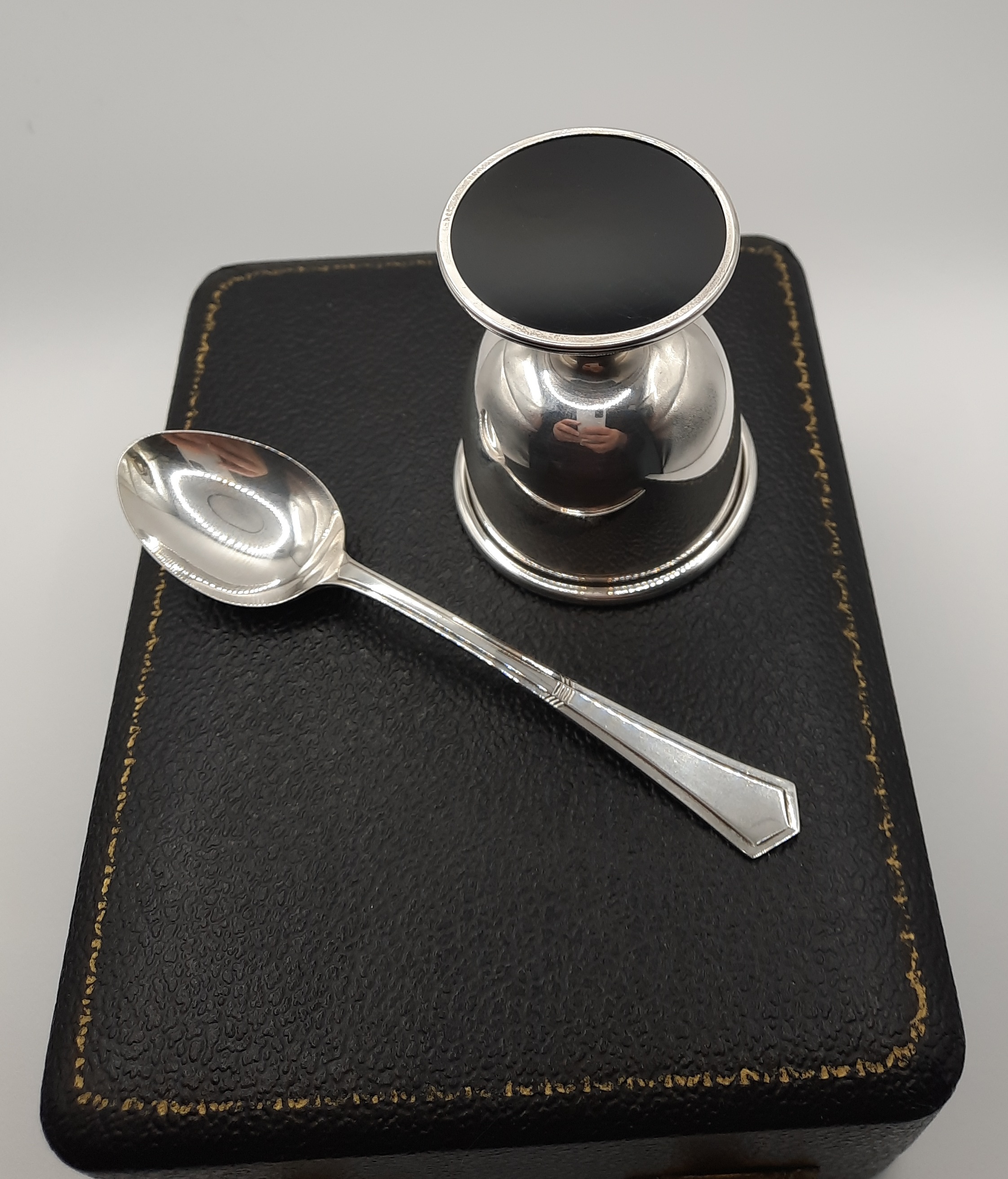 Vintage Sterling Silver Christening Set Nursery Set of Egg Cup and Spoon - Hallmarked 1964