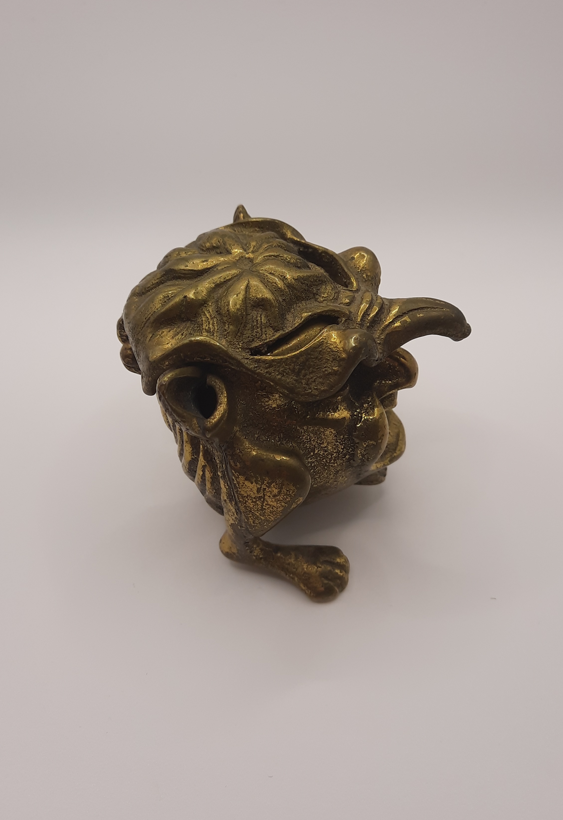 Antique Brass Inkwell or Incense Burner in the Style of an Imp