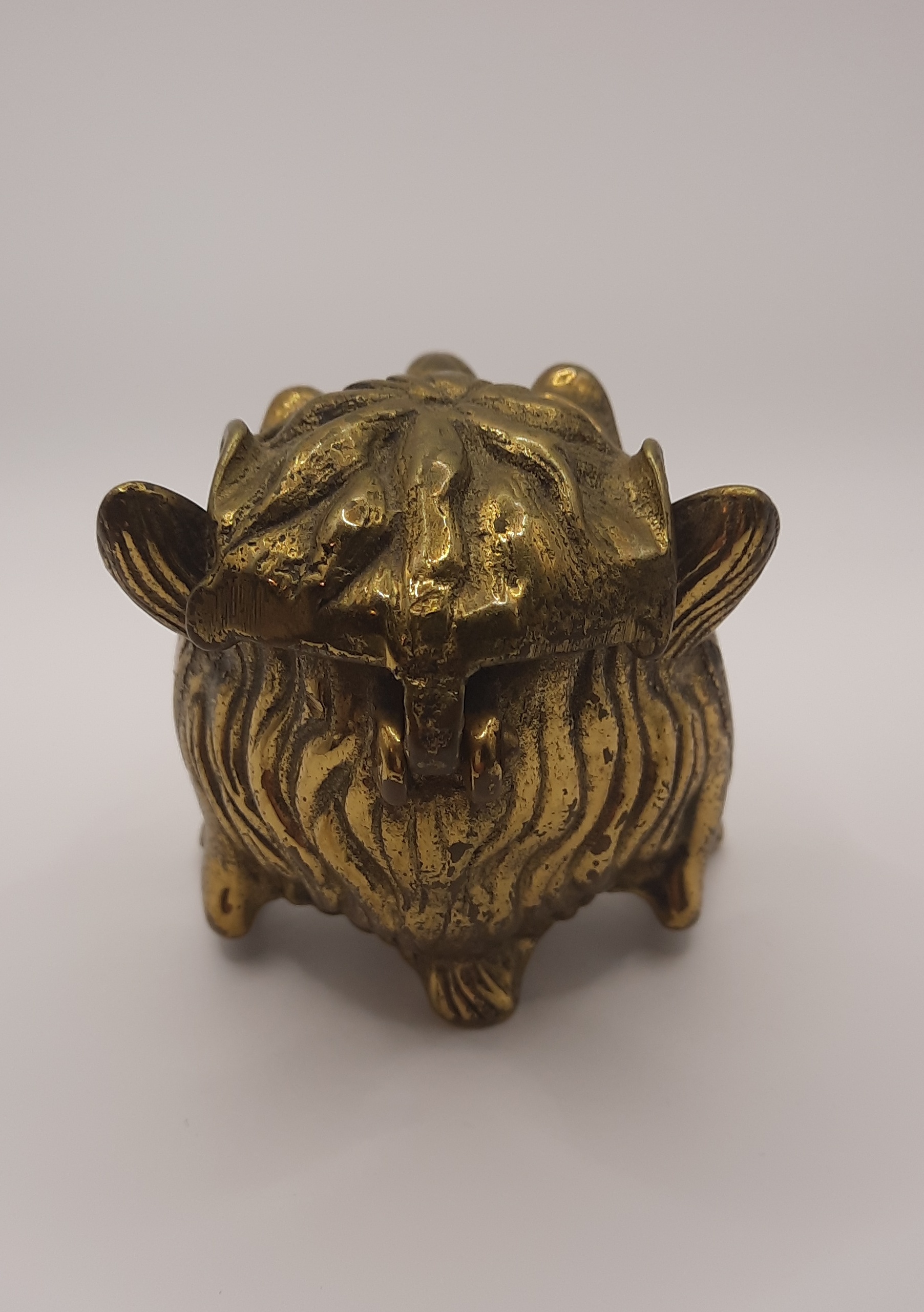 Antique Brass Inkwell or Incense Burner in the Style of an Imp