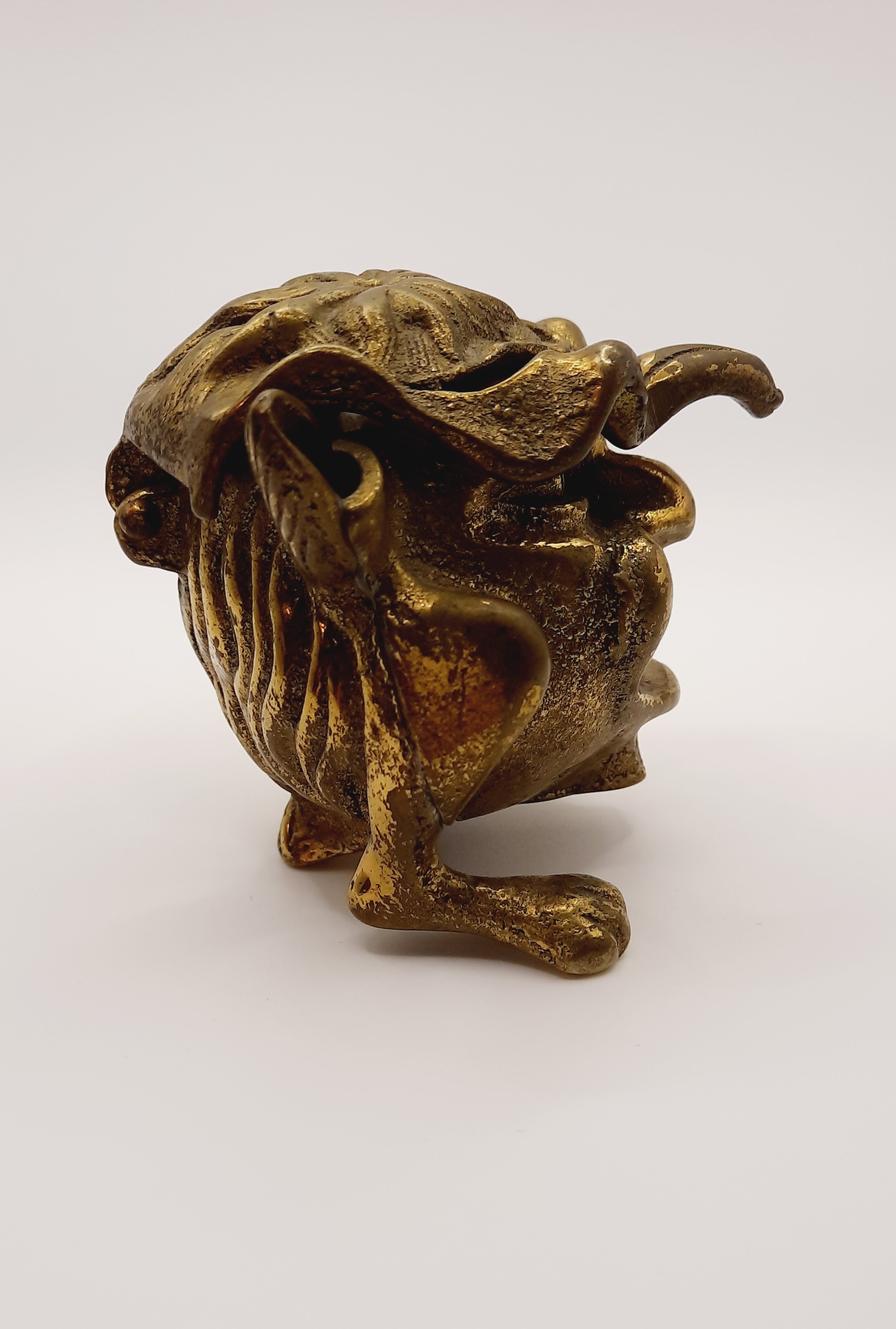 Antique Brass Inkwell or Incense Burner in the Style of an Imp