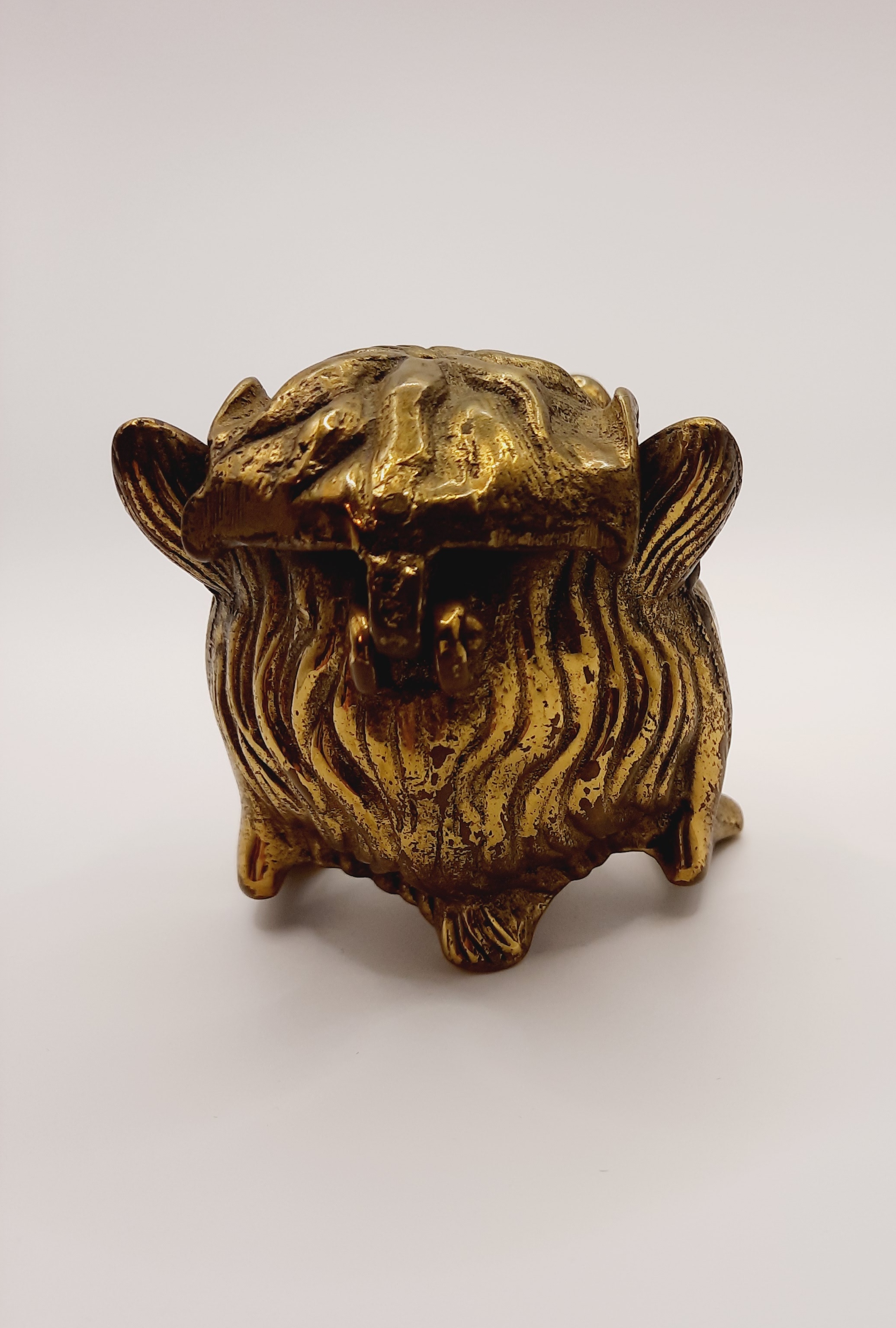 Antique Brass Inkwell or Incense Burner in the Style of an Imp