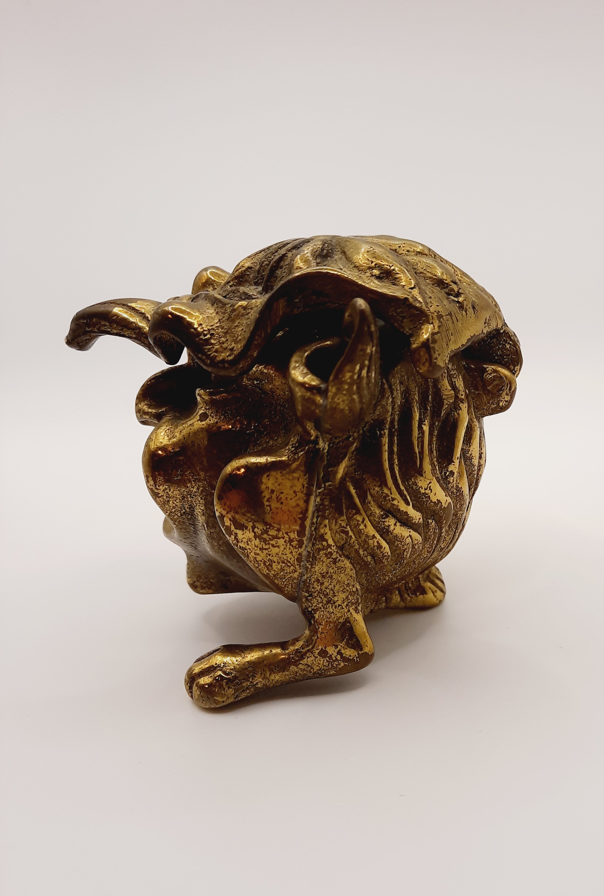 Antique Brass Inkwell or Incense Burner in the Style of an Imp