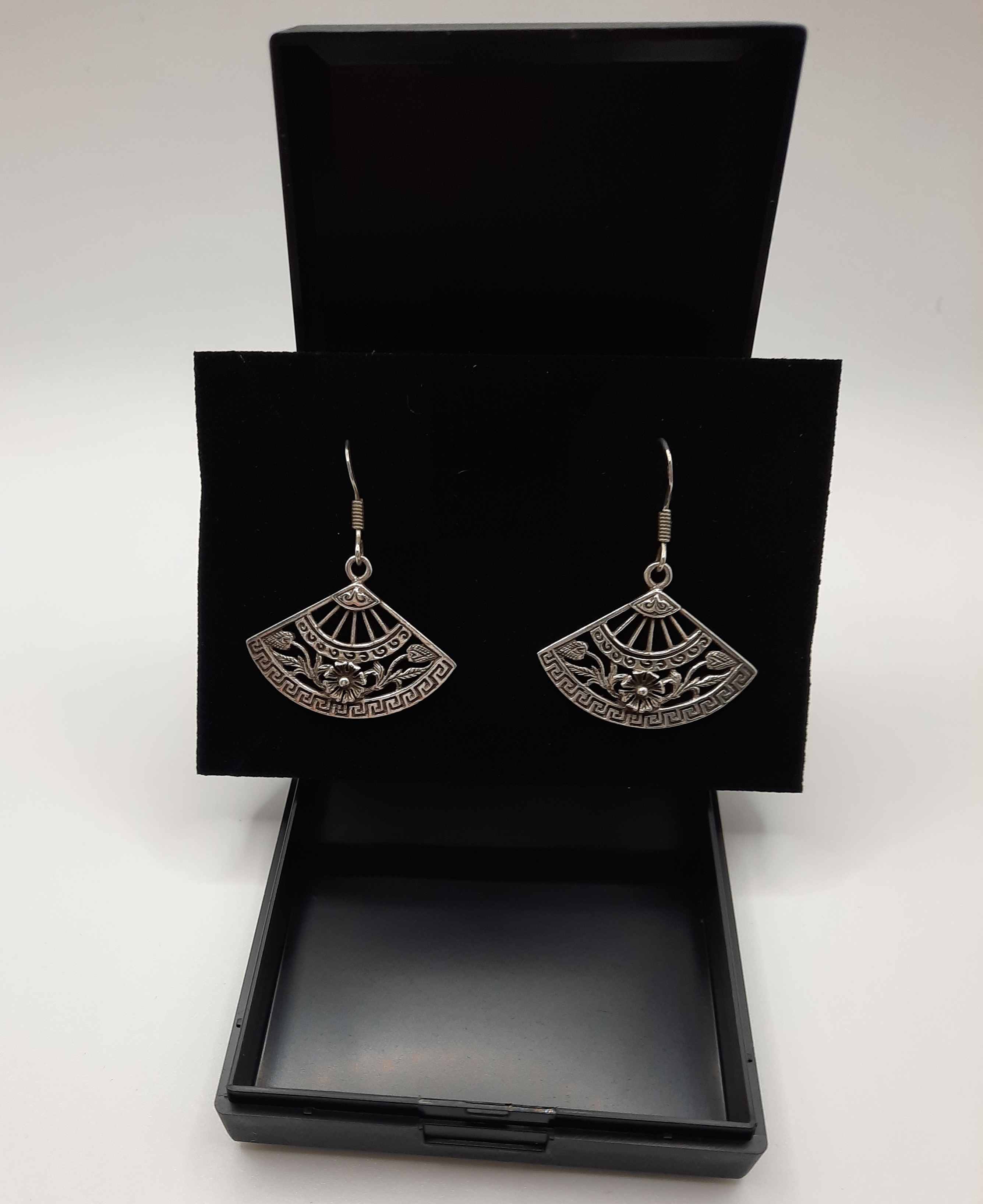 Sterling Silver Japanese Fan Style Earrings