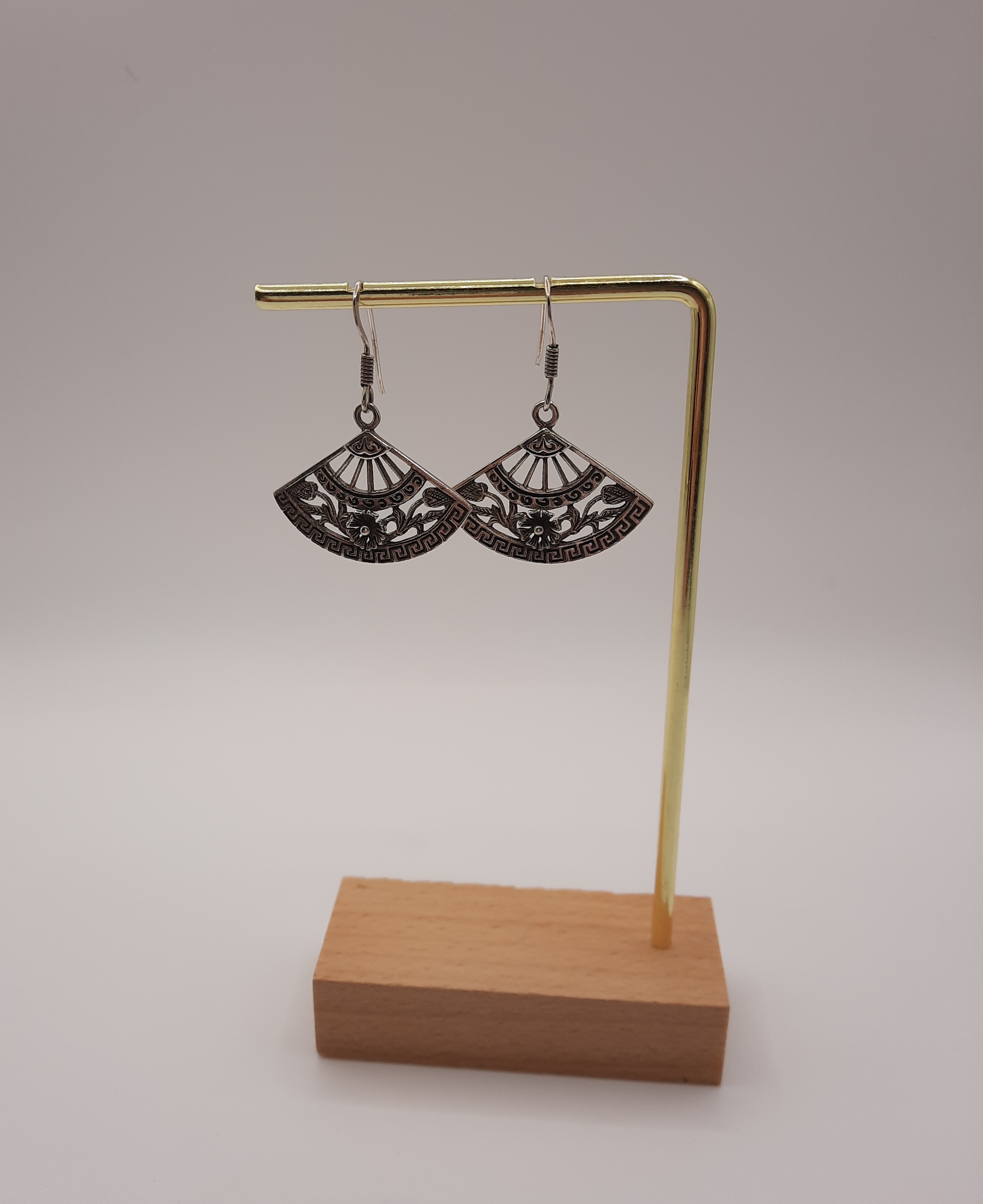 Sterling Silver Japanese Fan Style Earrings