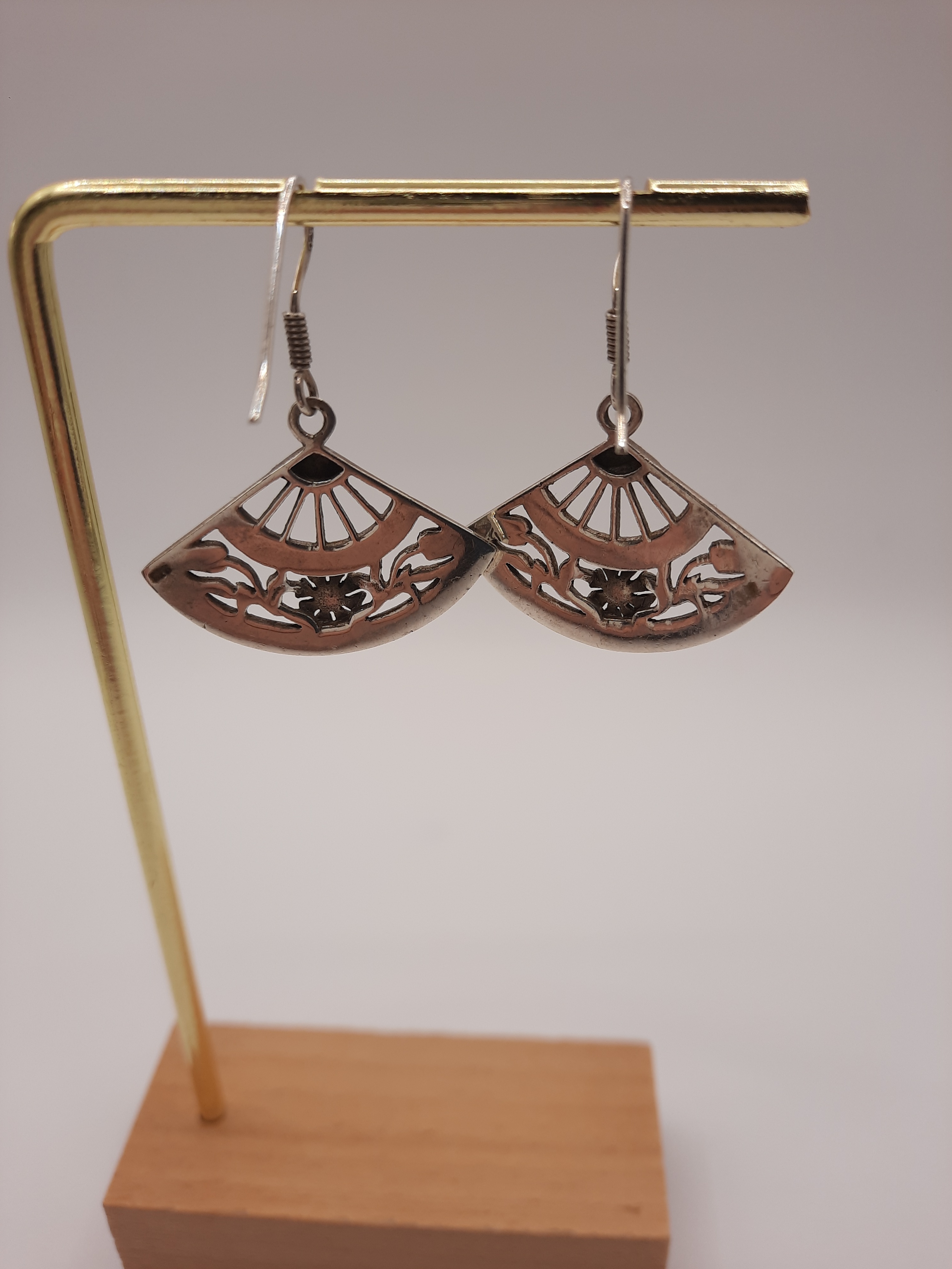 Sterling Silver Japanese Fan Style Earrings