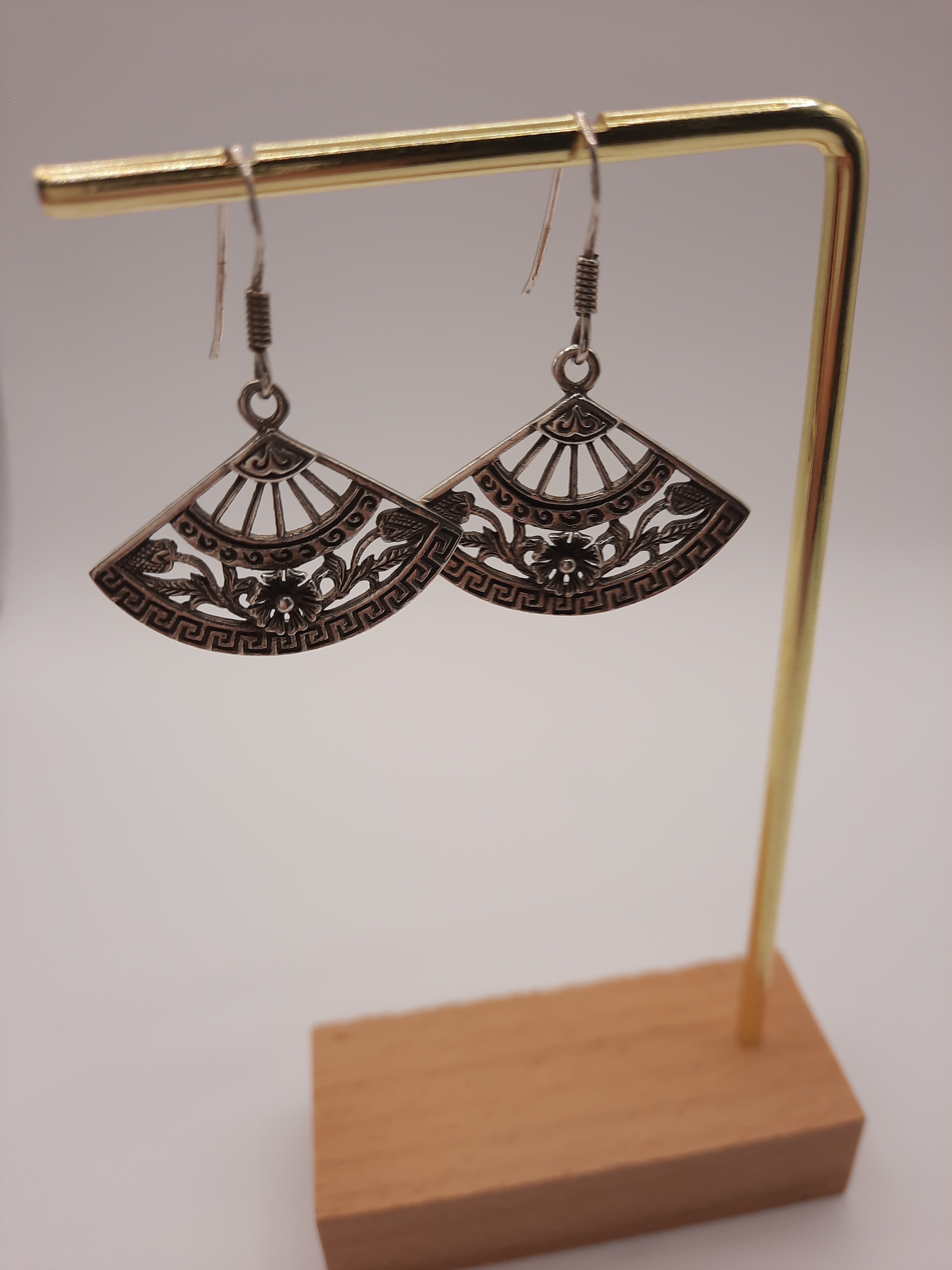 Sterling Silver Japanese Fan Style Earrings