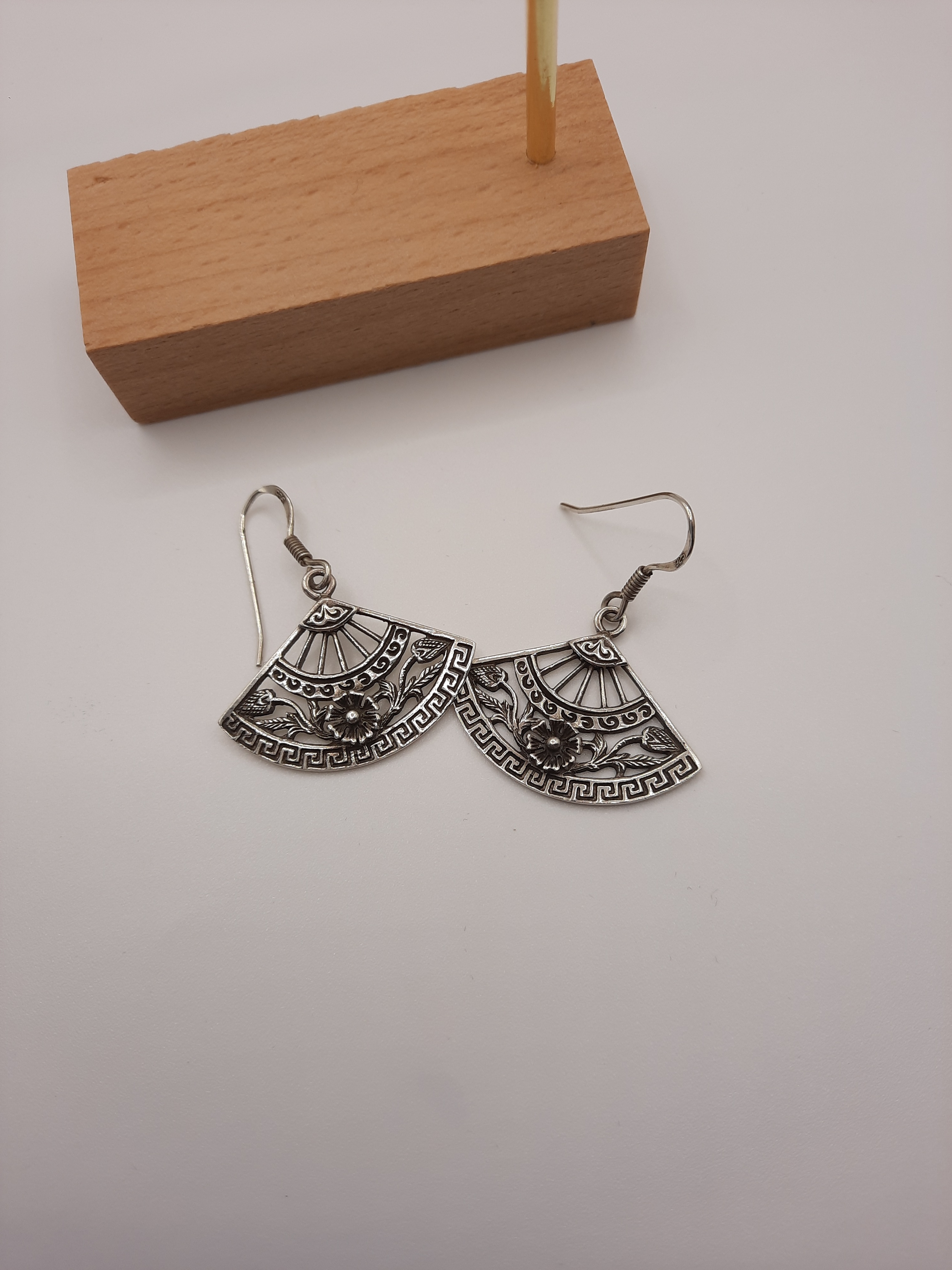 Sterling Silver Japanese Fan Style Earrings
