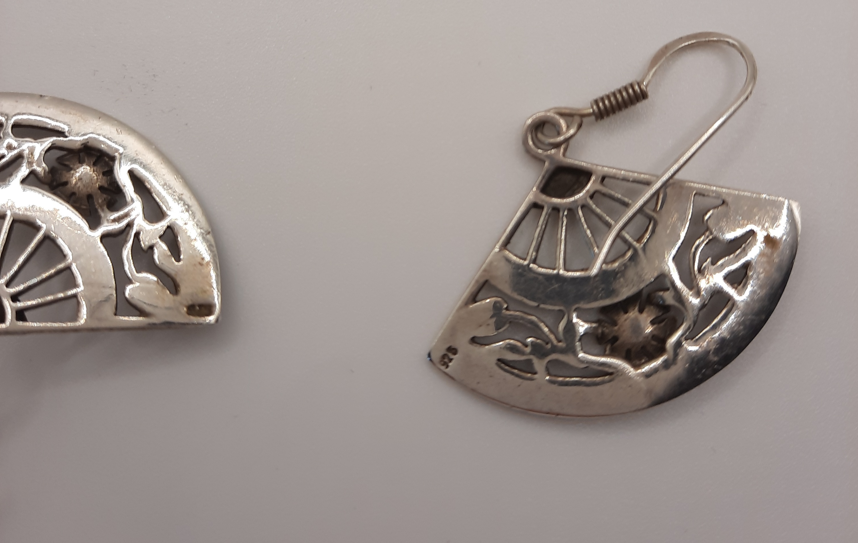 Sterling Silver Japanese Fan Style Earrings