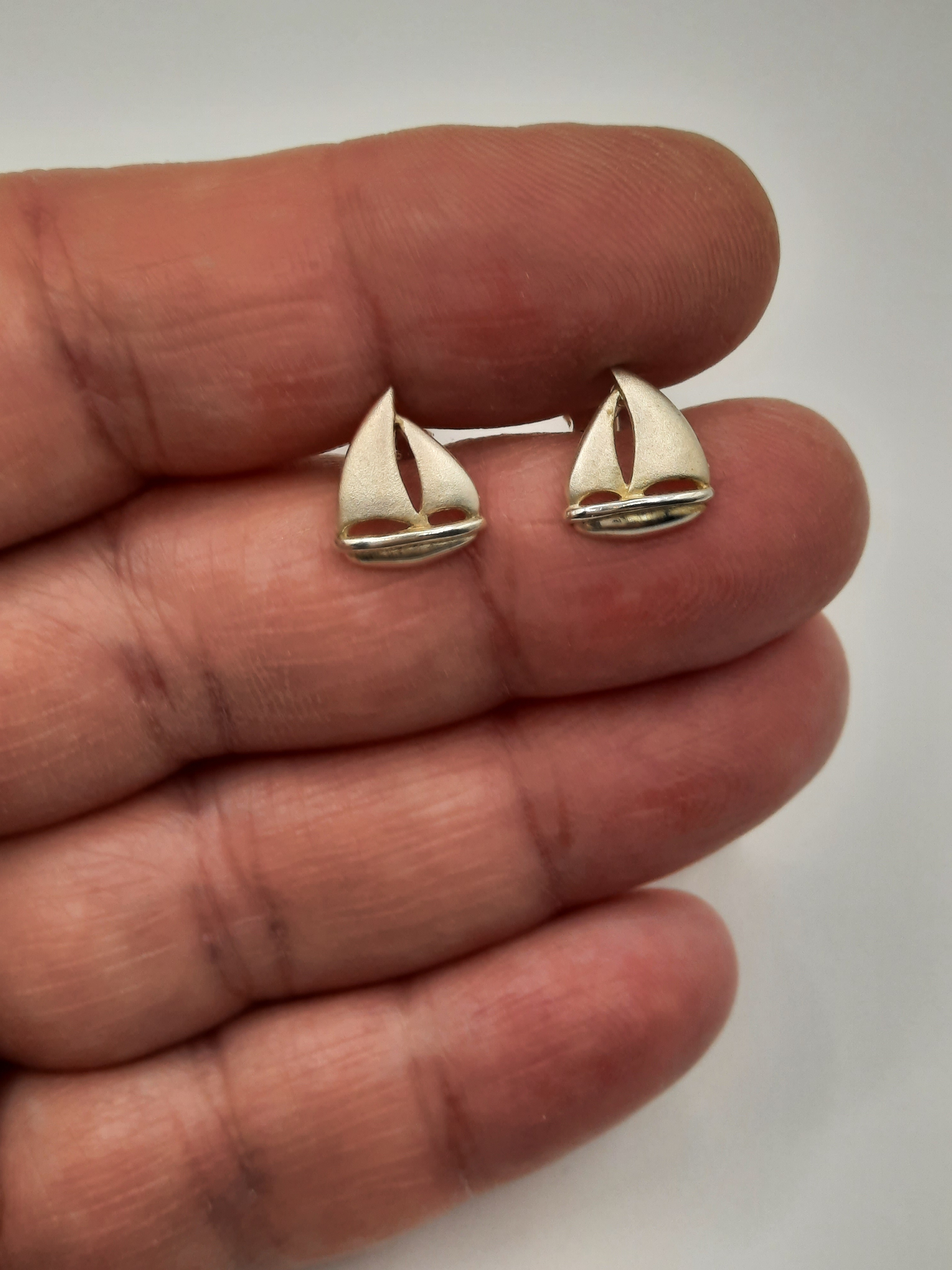 Sterling Silver Sailing Boat Stud Earrings